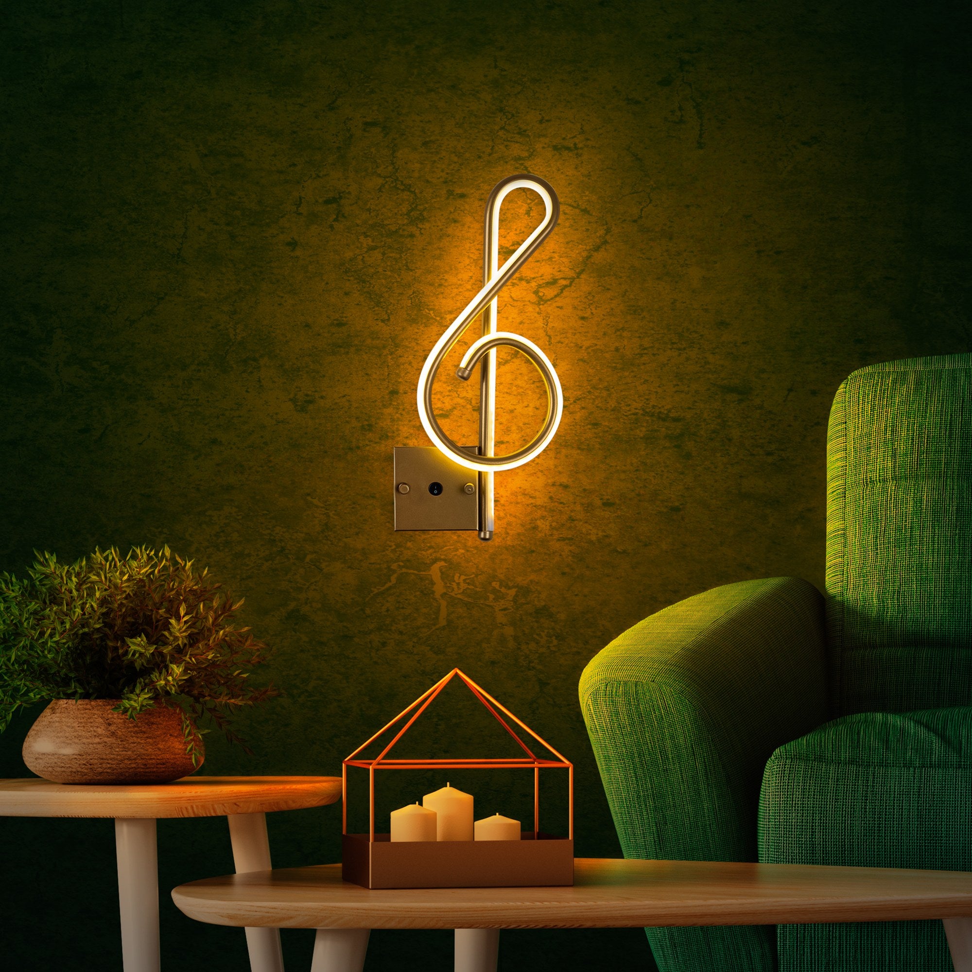 Candeeiro de Parede Elegante Dourada, Corpo em Metal, 20x45x3 cm | LED 12W 3000K, IP20 | Iluminação Elegante para Decoração e Ambiente Modernos