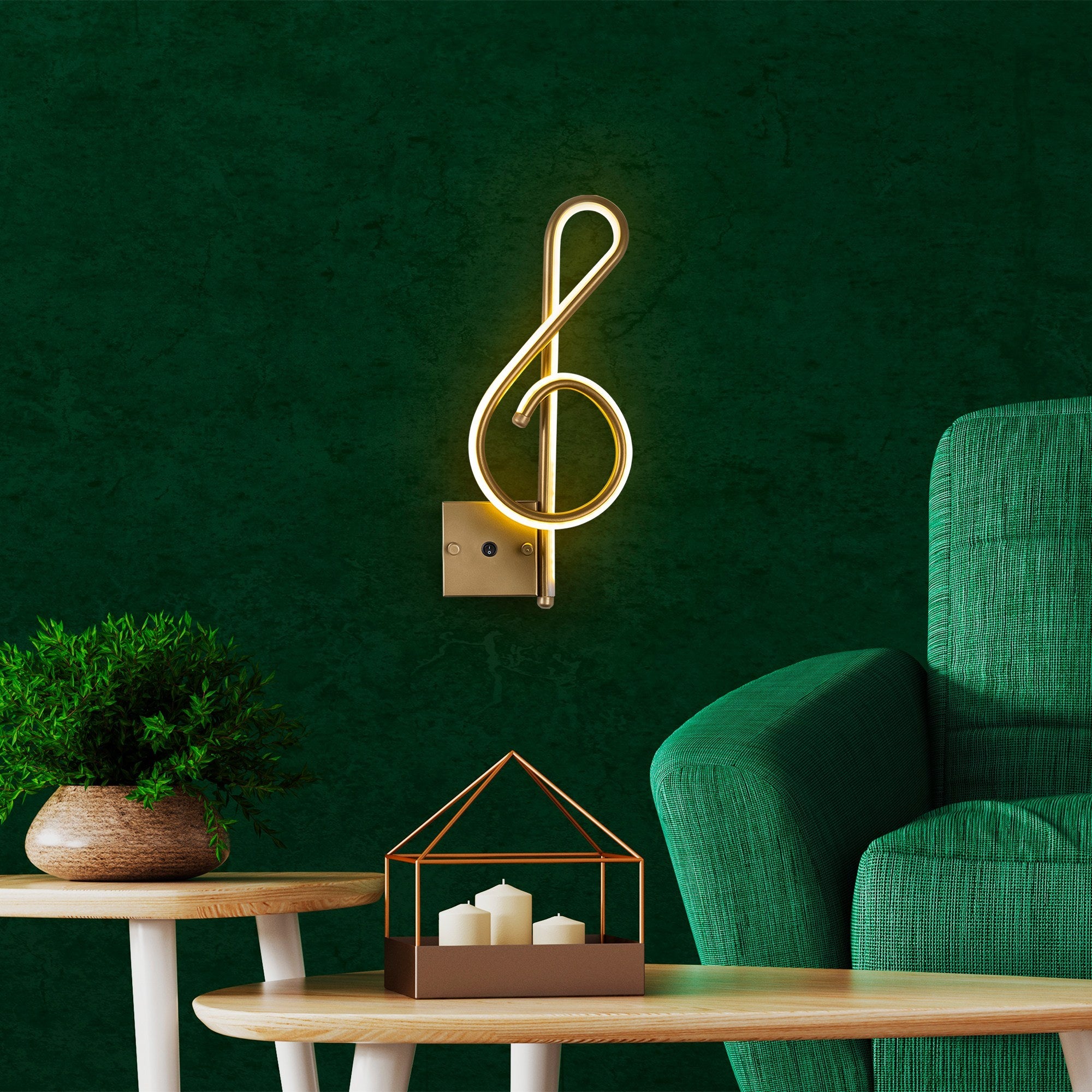 Candeeiro de Parede Elegante Dourada, Corpo em Metal, 20x45x3 cm | LED 12W 3000K, IP20 | Iluminação Elegante para Decoração e Ambiente Modernos