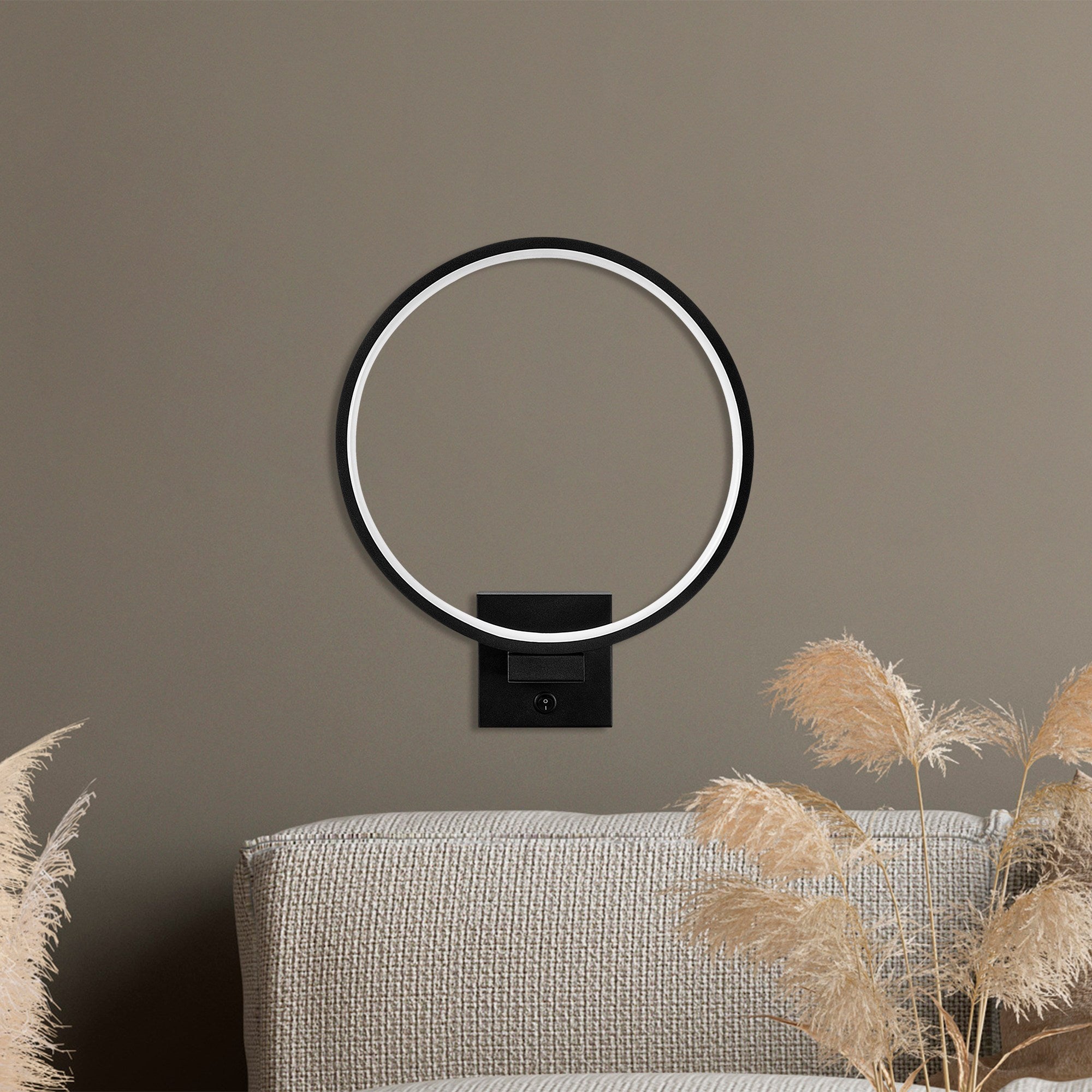 Candeeiro de Parede preta elegante, corpo de metal, 30 x 36 x 9 cm | LED integrado 12 W 3000 K | Classificação IP20, cabo de 200 cm | Perfeito para decoração e iluminação de casa moderna