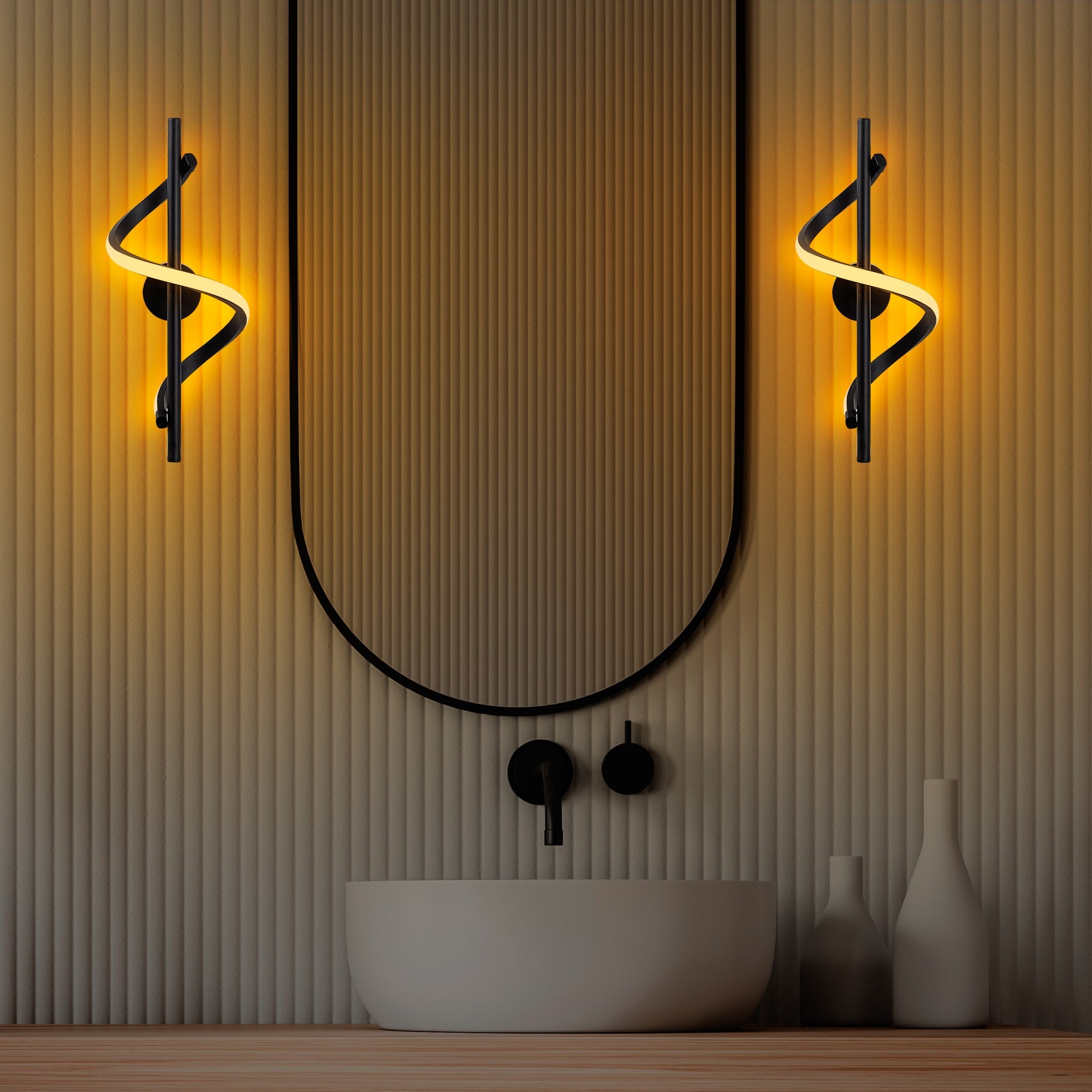 Candeeiro de Parede preta elegante, corpo de metal, 16 x 41 x 25 cm | LED SMD 11 W 3000 K | Classificação IP20, perfeita para decoração moderna e iluminação ambiente