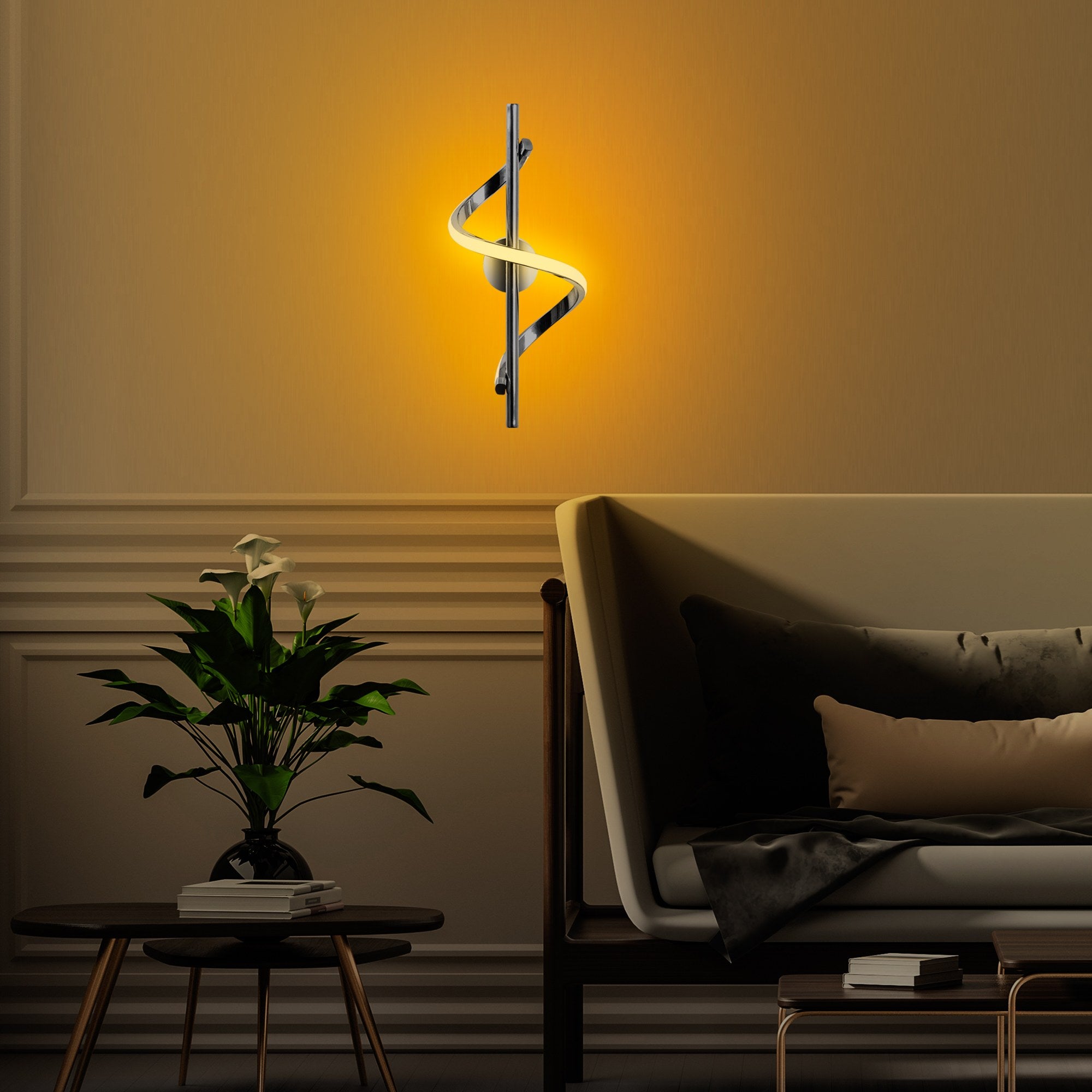 Candeeiro de Parede cromada elegante, corpo de metal, 16 x 41 x 25 cm | LED SMD 11 W 3000 K | Classificação IP20, perfeita para decoração moderna e iluminação ambiente