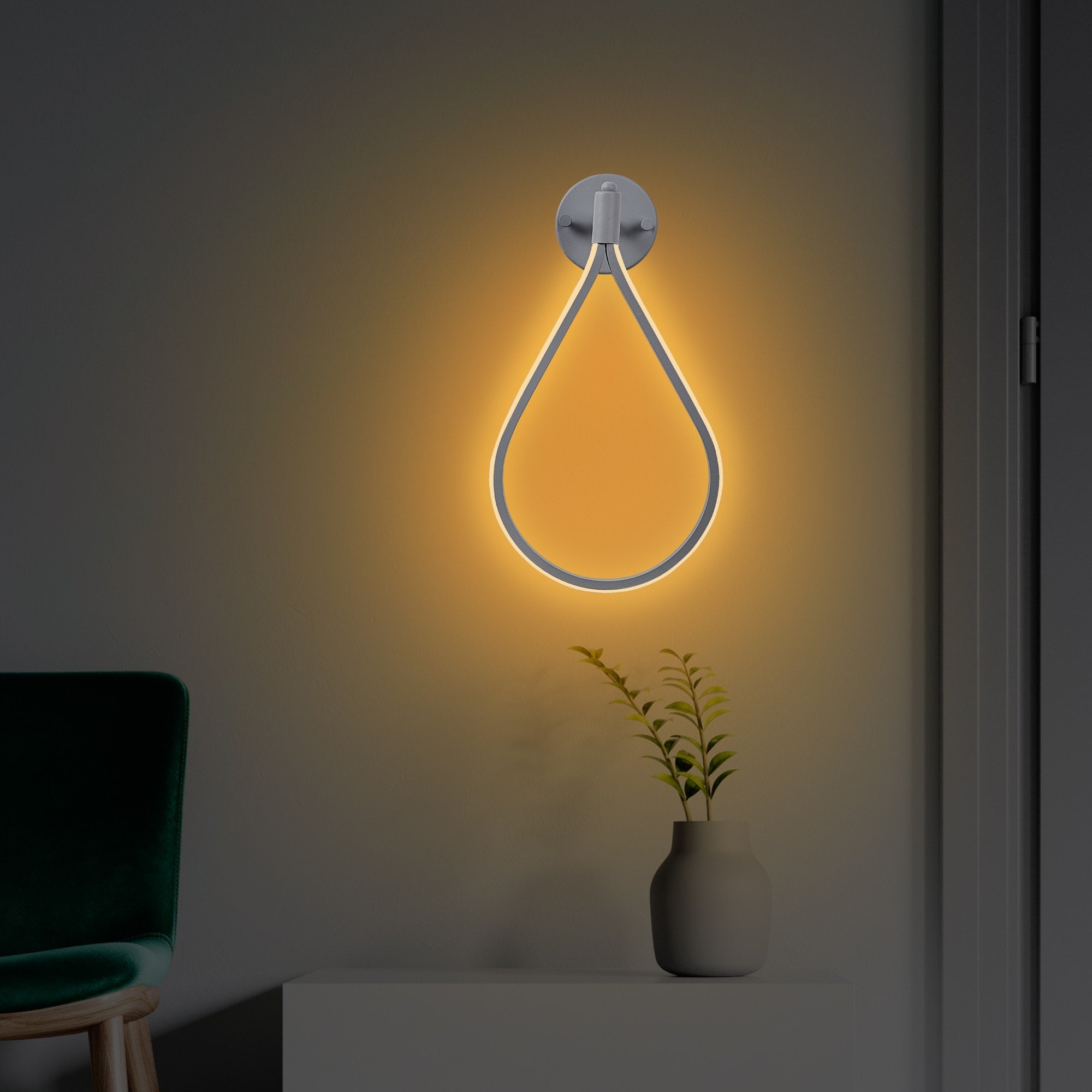 Candeeiro de Parede cinza elegante, corpo de metal, 23x39x13 cm | LED SMD 11W 3000K | Classificação IP20 | Perfeito para decoração moderna e iluminação ambiente