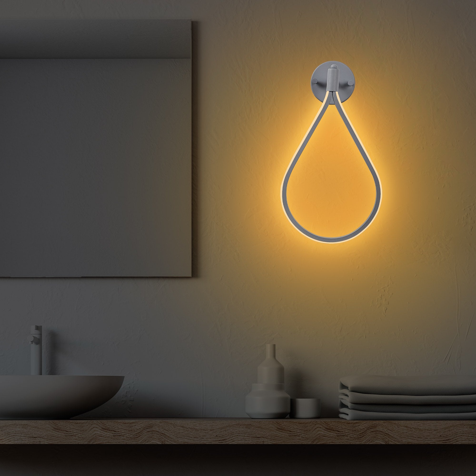 Candeeiro de Parede cinza elegante, corpo de metal, 23x39x13 cm | LED SMD 11W 3000K | Classificação IP20 | Perfeito para decoração moderna e iluminação ambiente