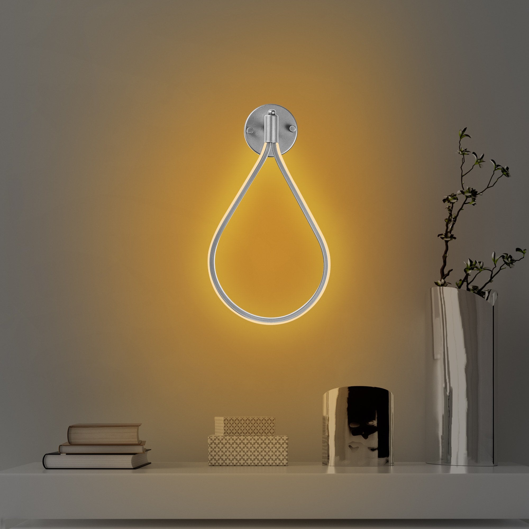 Candeeiro de Parede cromada elegante, corpo de metal, 23x39x13 cm | LED SMD 11W 3000K | Classificação IP20, perfeita para decoração moderna e iluminação ambiente