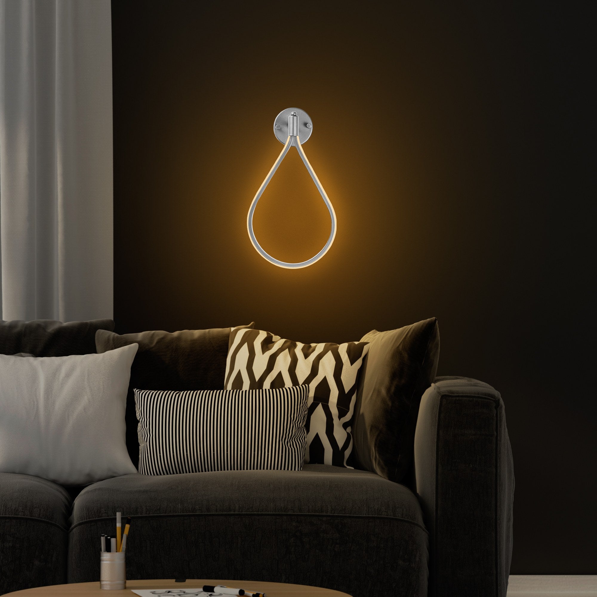 Candeeiro de Parede cromada elegante, corpo de metal, 23x39x13 cm | LED SMD 11W 3000K | Classificação IP20, perfeita para decoração moderna e iluminação ambiente