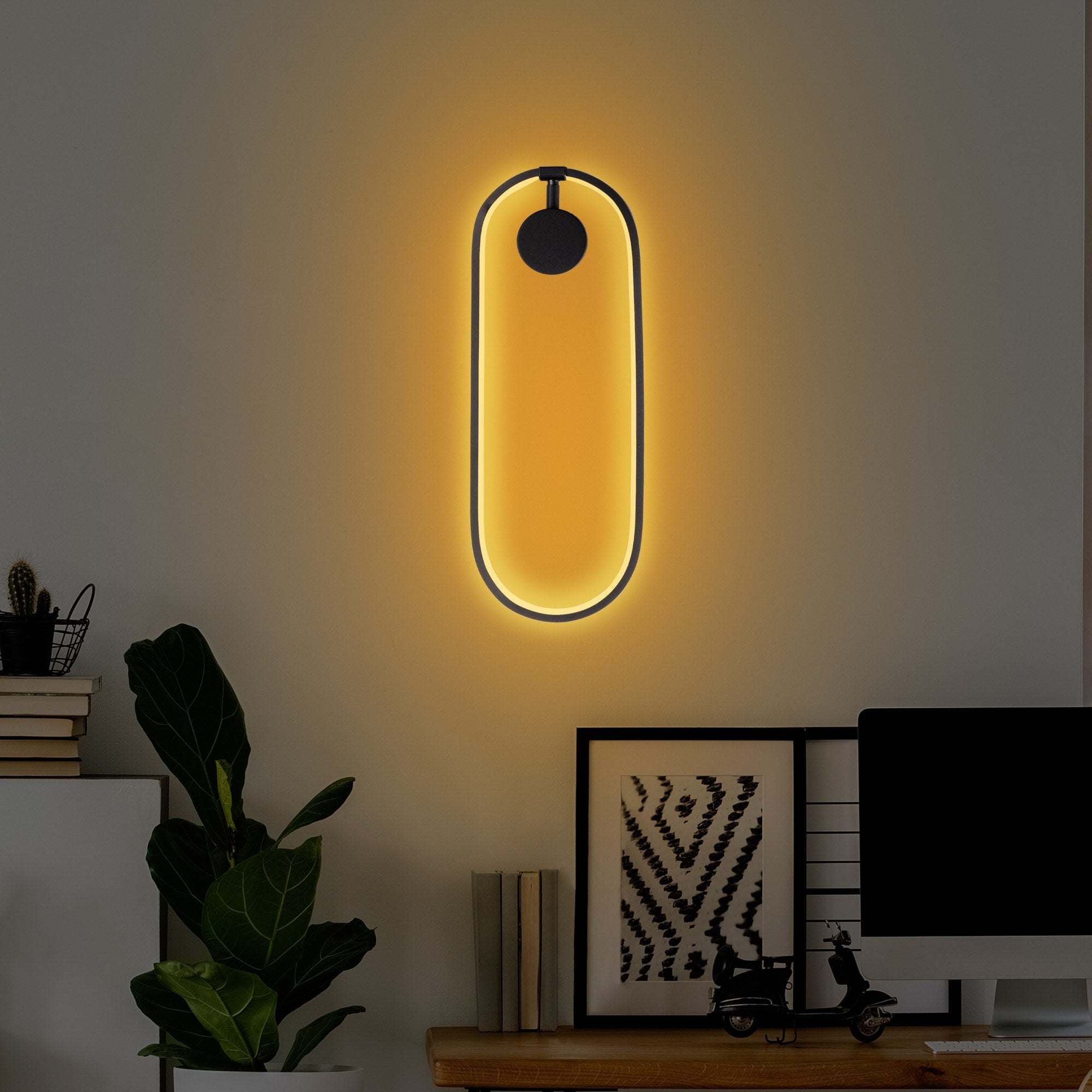 Candeeiro de Parede preta elegante, corpo de metal, 17 x 48 x 10 cm | LED SMD 16 W 3000 K | Classificação IP20 | Perfeito para decoração moderna e iluminação ambiente