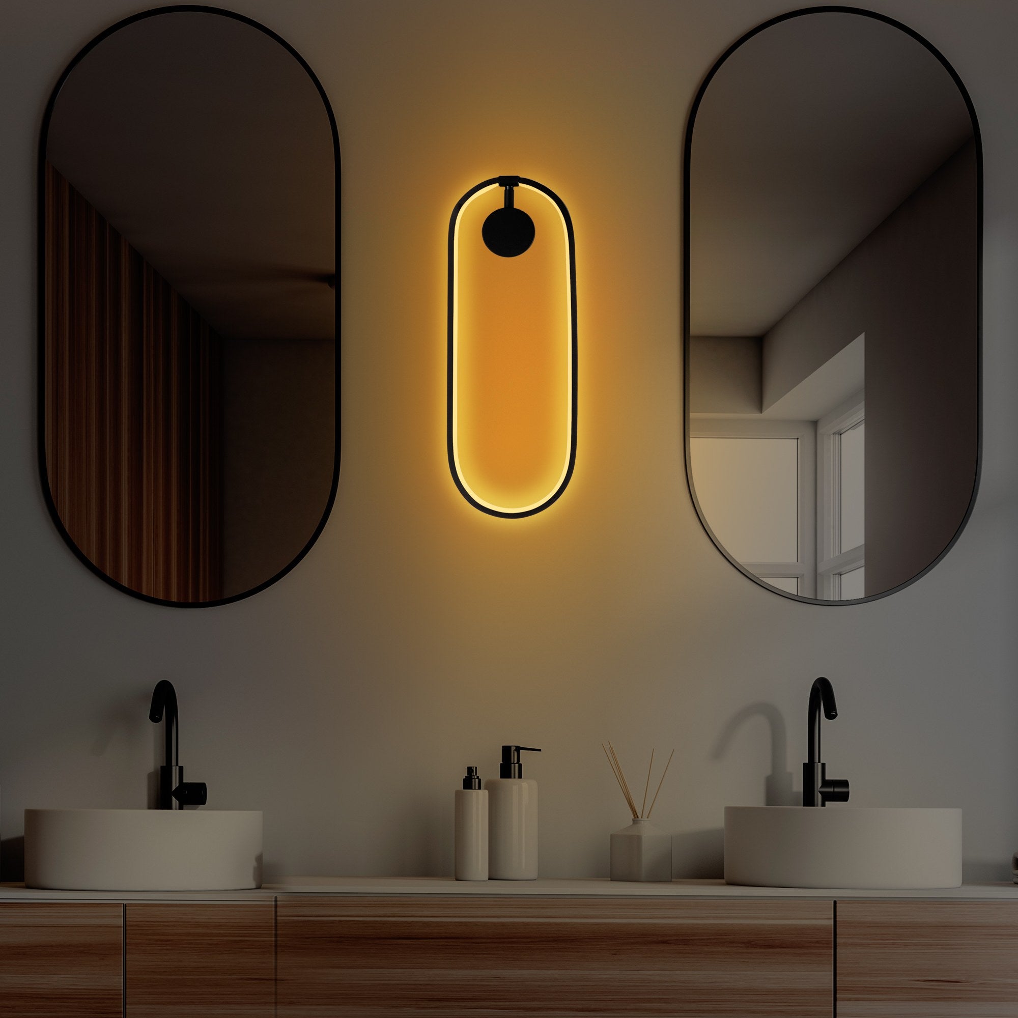Candeeiro de Parede preta elegante, corpo de metal, 17 x 48 x 10 cm | LED SMD 16 W 3000 K | Classificação IP20 | Perfeito para decoração moderna e iluminação ambiente