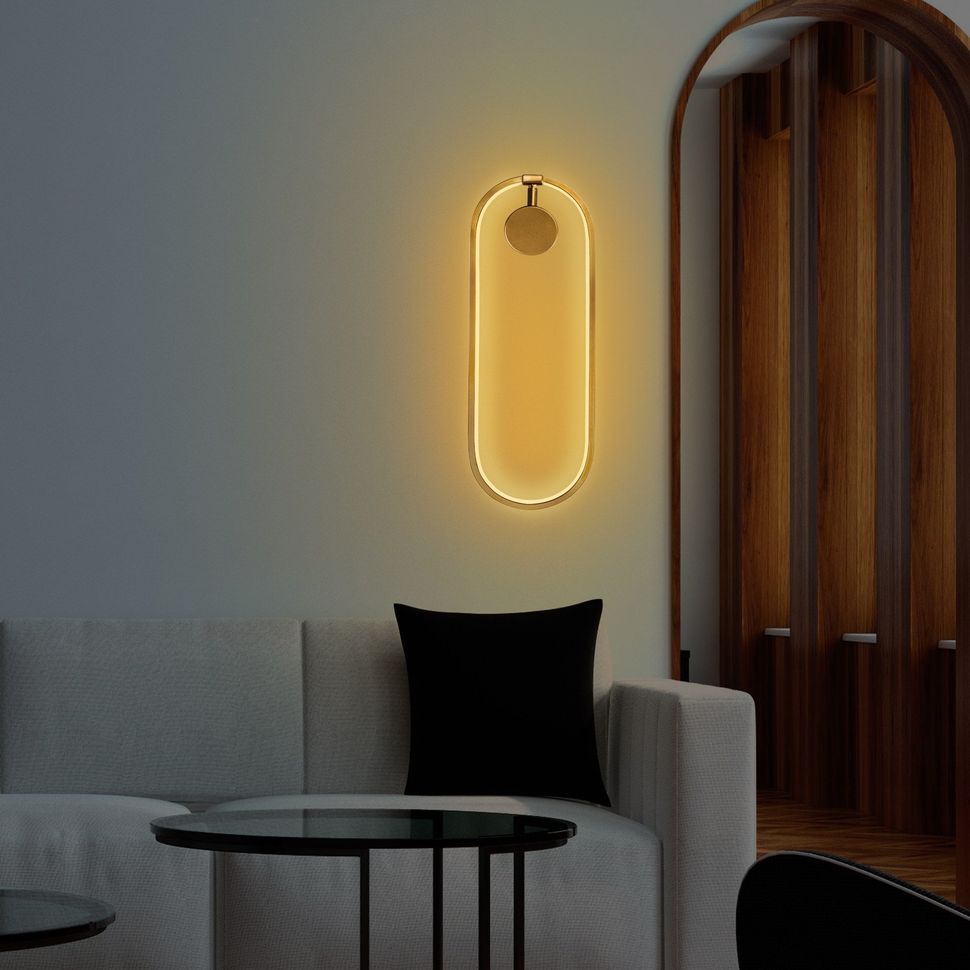 Candeeiro de Parede Elegante Dourada, Corpo em Metal, 17x48x10 cm | LED SMD 16W 3000K | Iluminação Elegante para Decoração e Ambiente Modernos