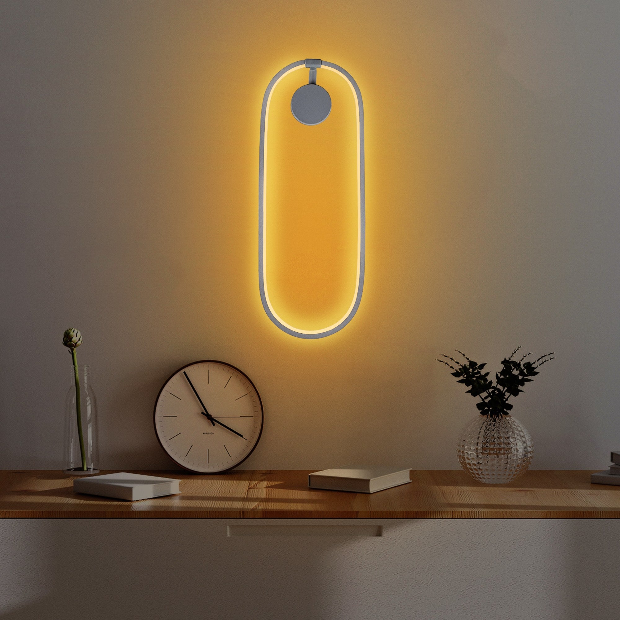 Candeeiro de Parede cinza elegante, corpo de metal, 17 x 48 x 10 cm | LED SMD 16 W 3000 K | Classificação IP20 | Perfeito para decoração moderna e iluminação ambiente