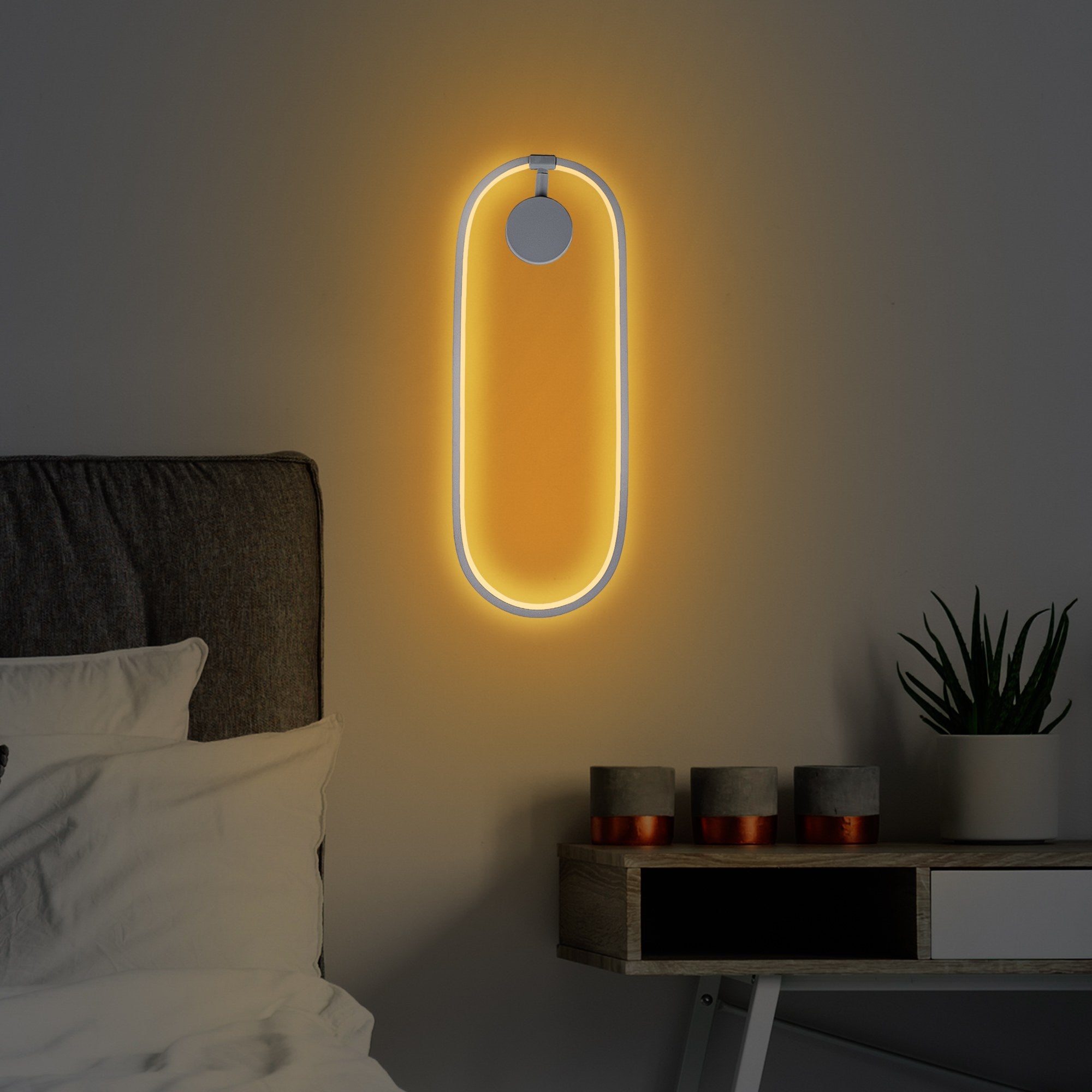 Candeeiro de Parede cinza elegante, corpo de metal, 17 x 48 x 10 cm | LED SMD 16 W 3000 K | Classificação IP20 | Perfeito para decoração moderna e iluminação ambiente