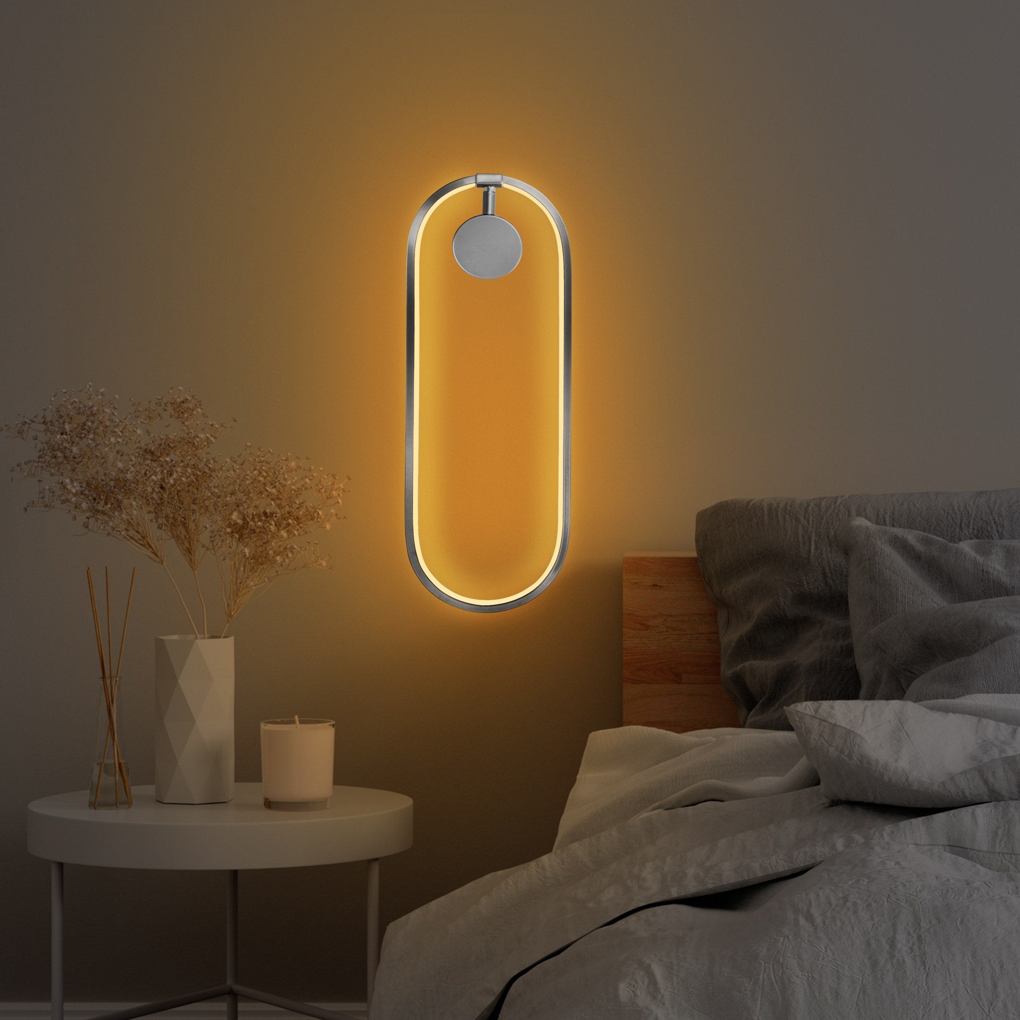 Candeeiro de Parede cromada elegante, corpo de metal, 17 x 48 x 10 cm | LED SMD 16 W 3000 K | Classificação IP20 | Ideal para decoração moderna e iluminação ambiente