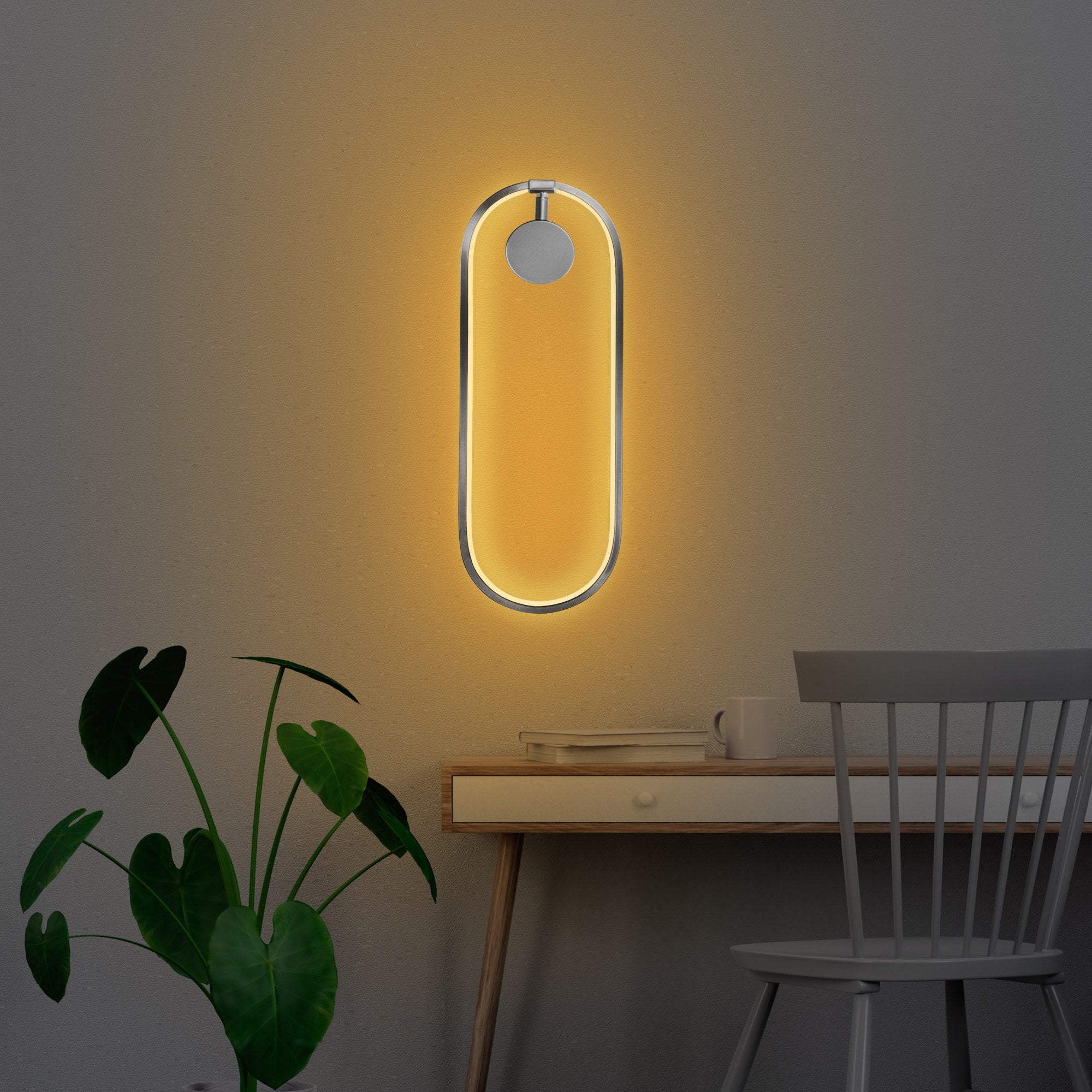 Candeeiro de Parede cromada elegante, corpo de metal, 17 x 48 x 10 cm | LED SMD 16 W 3000 K | Classificação IP20 | Ideal para decoração moderna e iluminação ambiente
