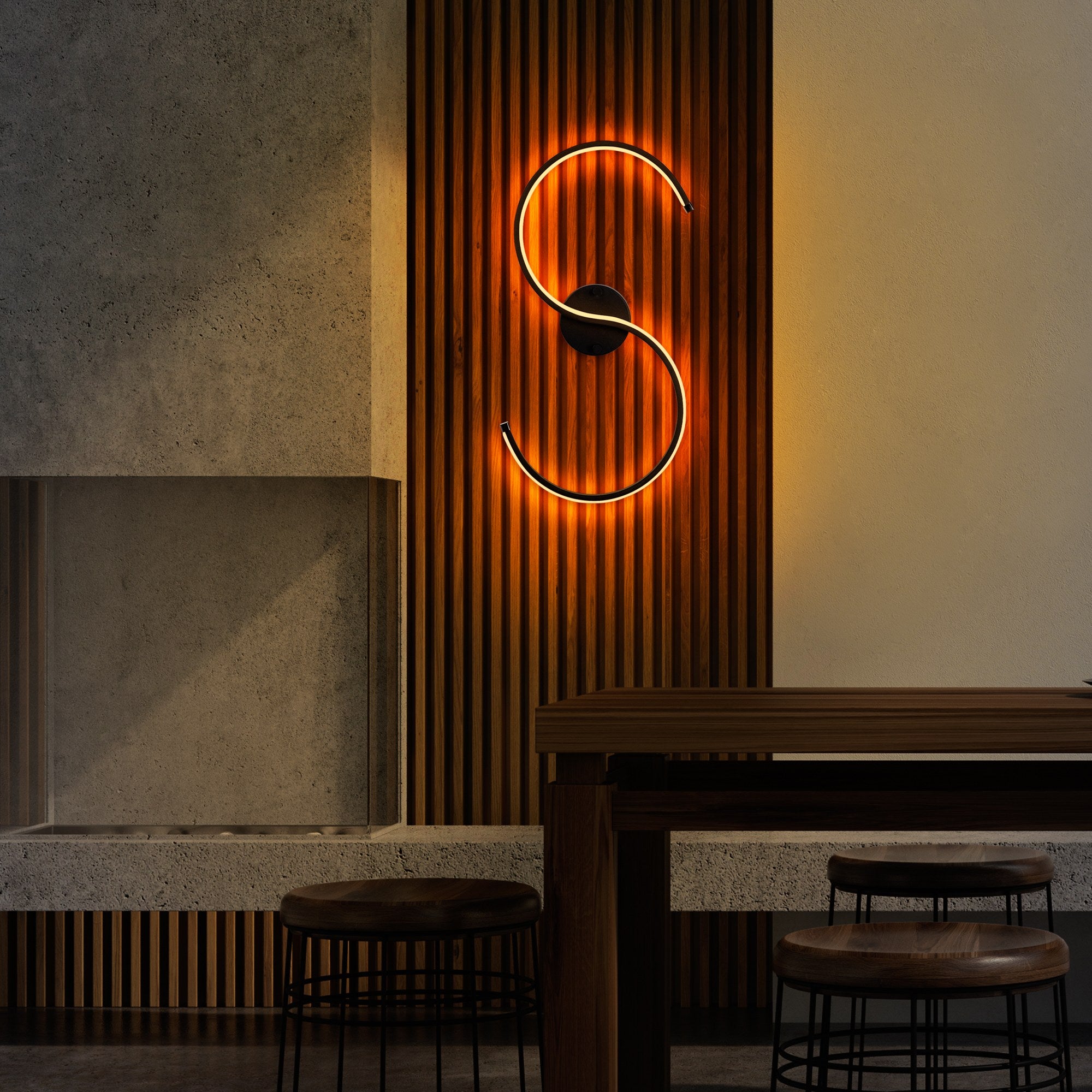 Candeeiro de Parede preta elegante, corpo de metal, 25 x 56 x 5 cm | LED SMD 16 W 3000 K | Classificação IP20, perfeita para decoração moderna e iluminação ambiente