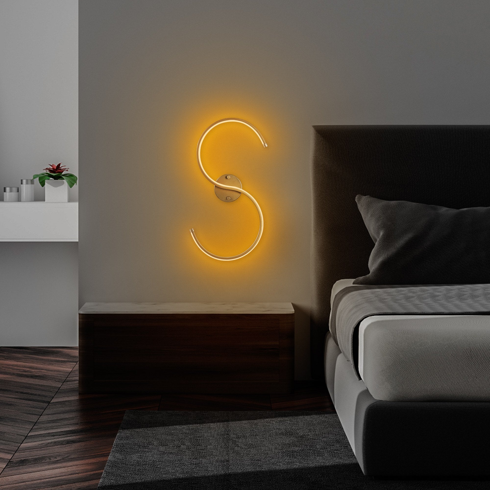 Candeeiro de Parede Elegante Dourada, Corpo em Metal, 25 x 56 x 5 cm | LED SMD 16W 3000K | Iluminação Elegante para Decoração e Ambiente Modernos