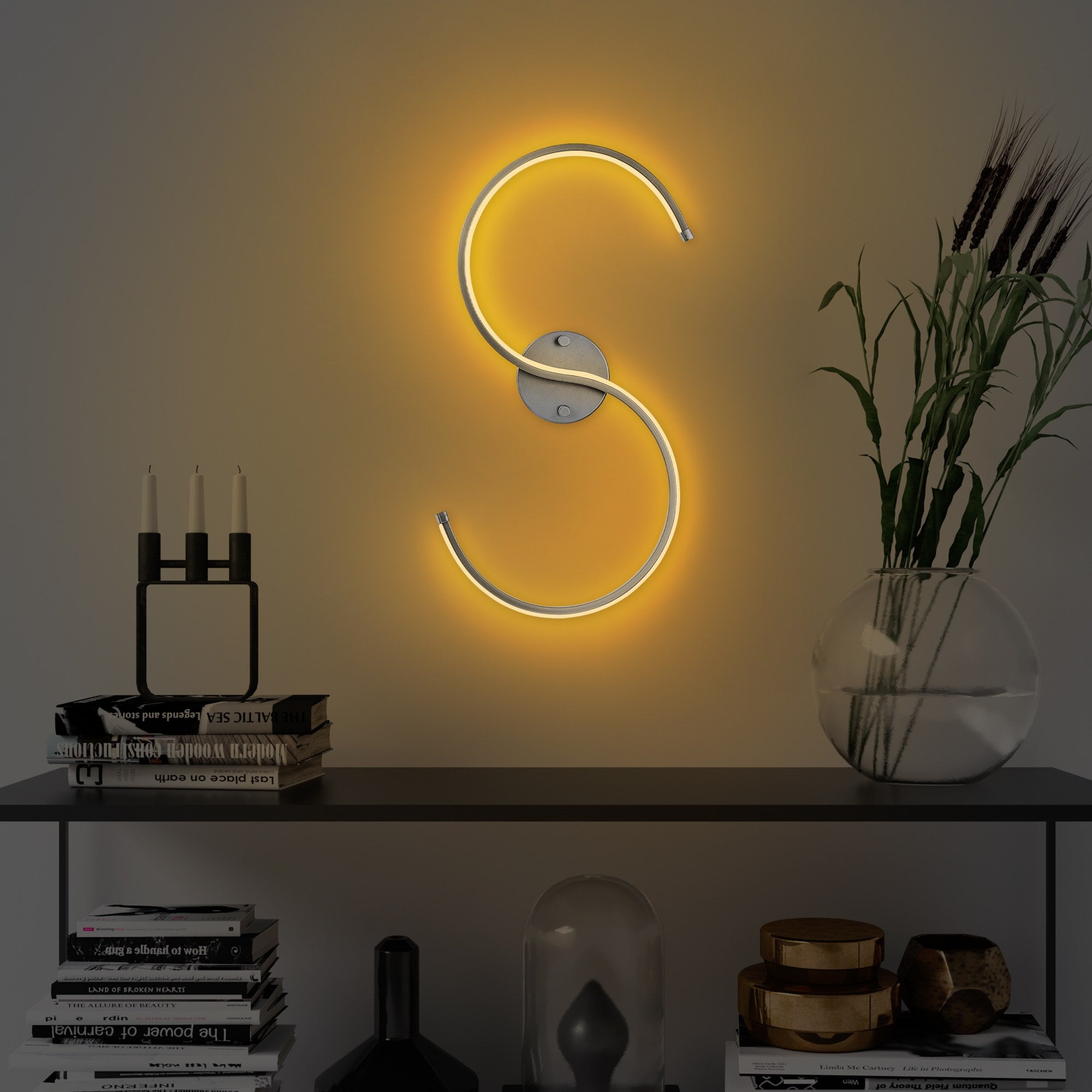 Candeeiro de Parede cinza elegante, corpo de metal, 25 x 56 x 5 cm | LED SMD 16 W 3000 K | Classificação IP20, perfeita para decoração moderna e iluminação ambiente