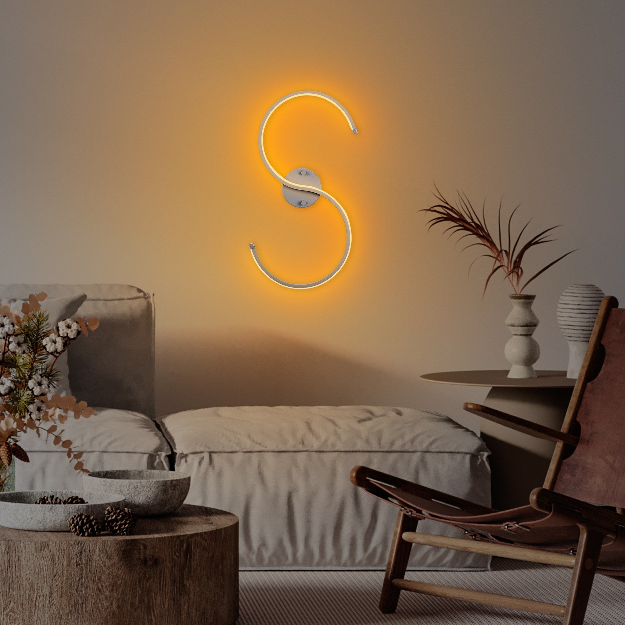 Candeeiro de Parede cinza elegante, corpo de metal, 25 x 56 x 5 cm | LED SMD 16 W 3000 K | Classificação IP20, perfeita para decoração moderna e iluminação ambiente