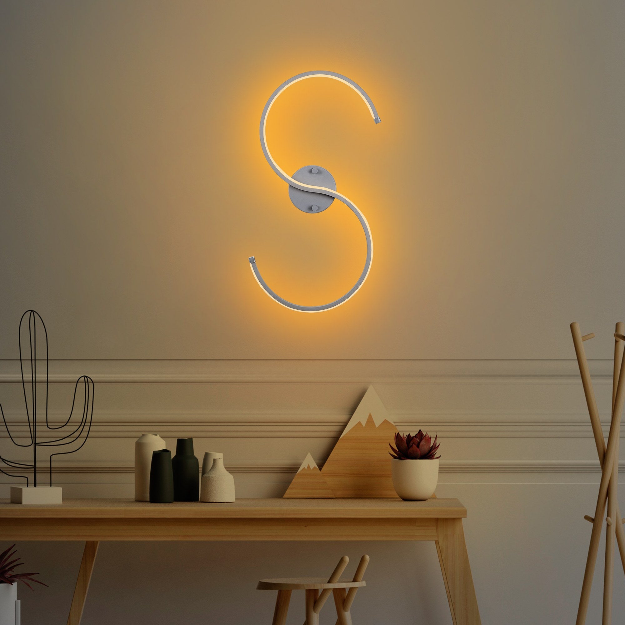 Candeeiro de Parede cromada elegante, corpo de metal, 25 x 56 x 5 cm | LED SMD 16 W 3000 K | Design elegante para iluminação moderna de casa e escritório