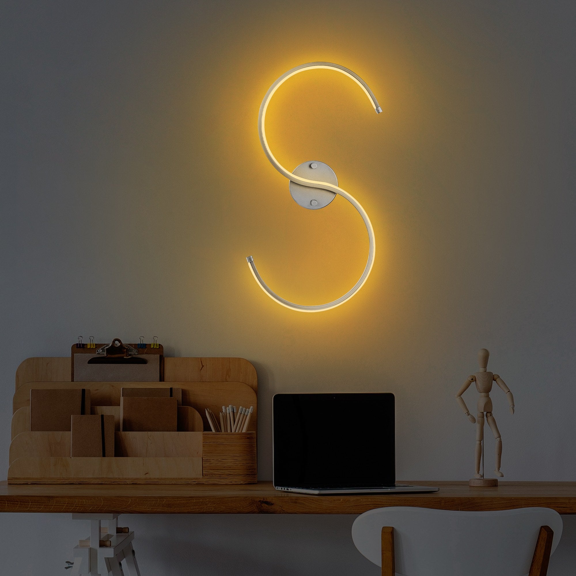 Candeeiro de Parede cromada elegante, corpo de metal, 25 x 56 x 5 cm | LED SMD 16 W 3000 K | Design elegante para iluminação moderna de casa e escritório