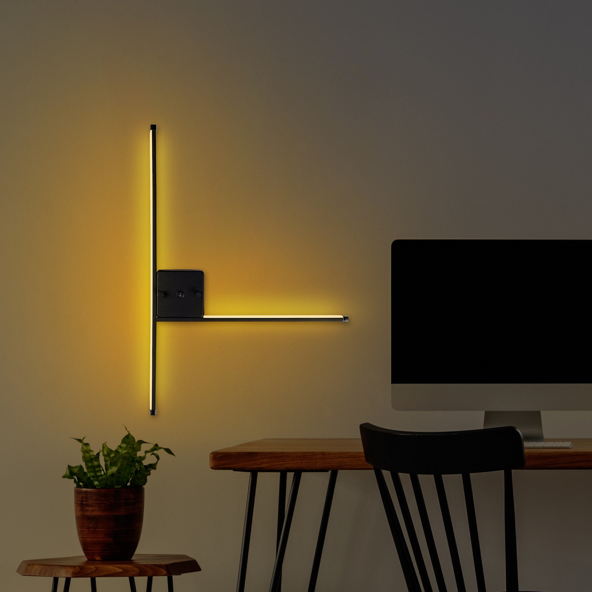 Candeeiro de Parede preta elegante, corpo de metal, 61 x 42 x 3 cm | LED SMD 14,4 W 3000 K | Classificação IP20, perfeita para decoração moderna e iluminação ambiente