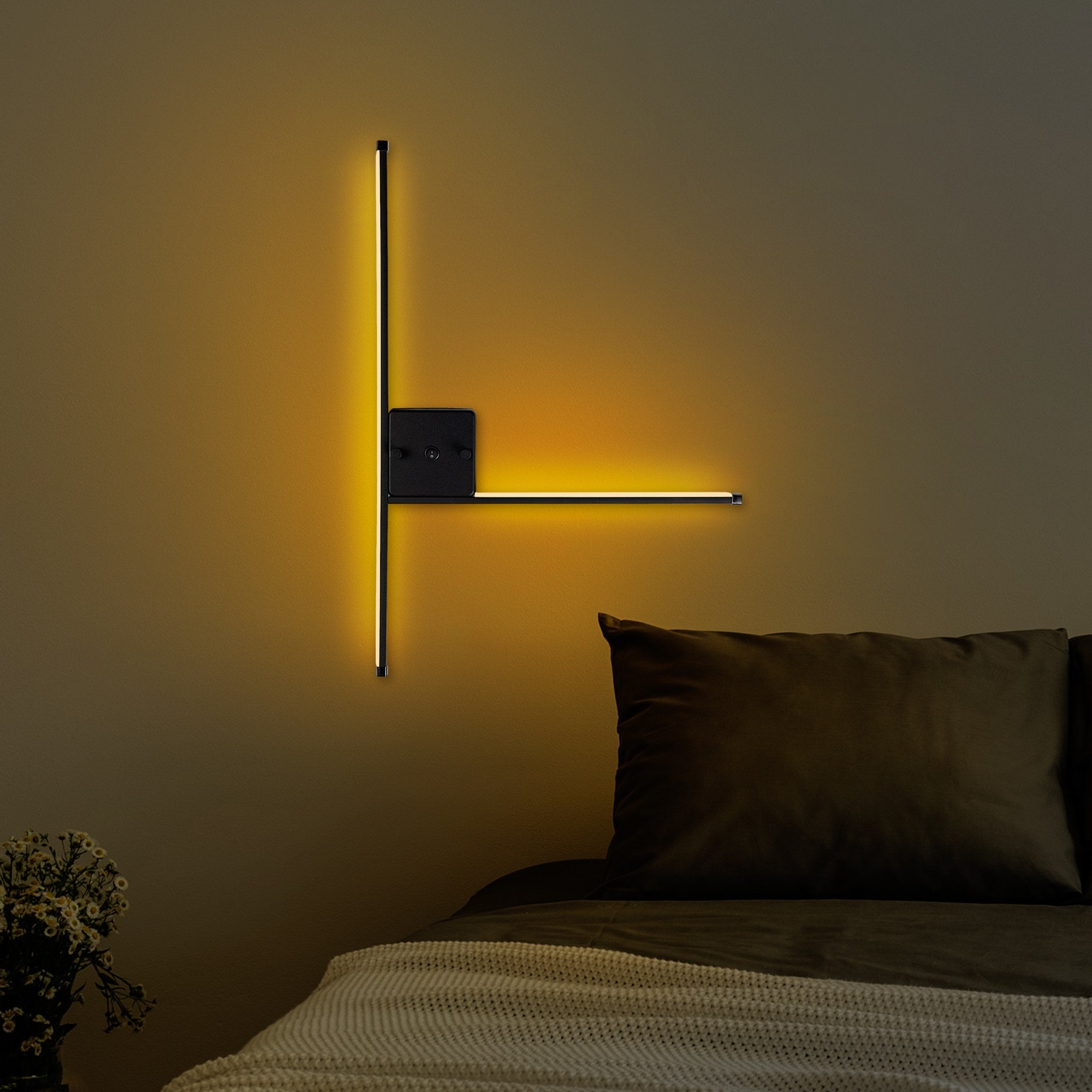 Candeeiro de Parede preta elegante, corpo de metal, 61 x 42 x 3 cm | LED SMD 14,4 W 3000 K | Classificação IP20, perfeita para decoração moderna e iluminação ambiente