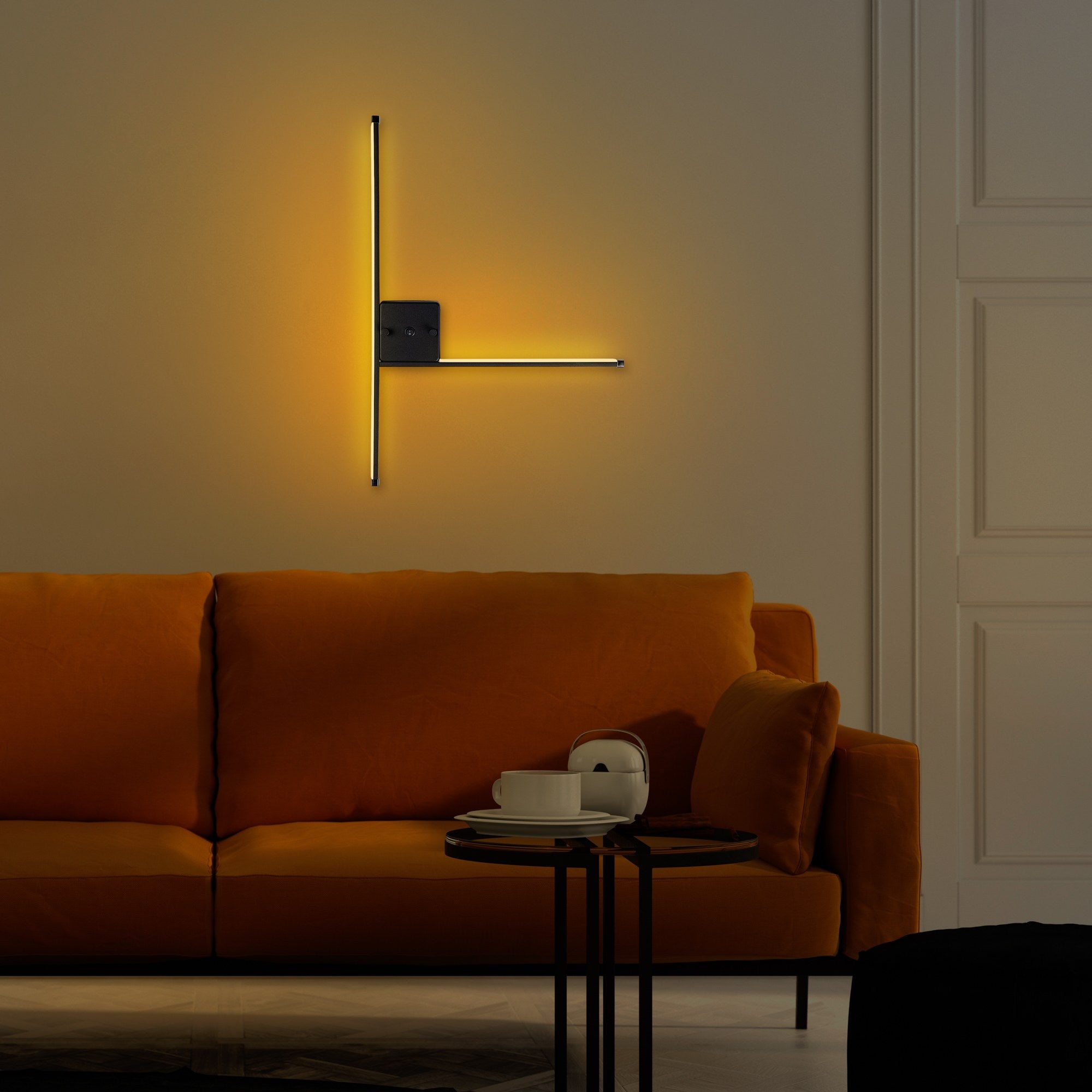 Candeeiro de Parede preta elegante, corpo de metal, 61 x 42 x 3 cm | LED SMD 14,4 W 3000 K | Classificação IP20, perfeita para decoração moderna e iluminação ambiente