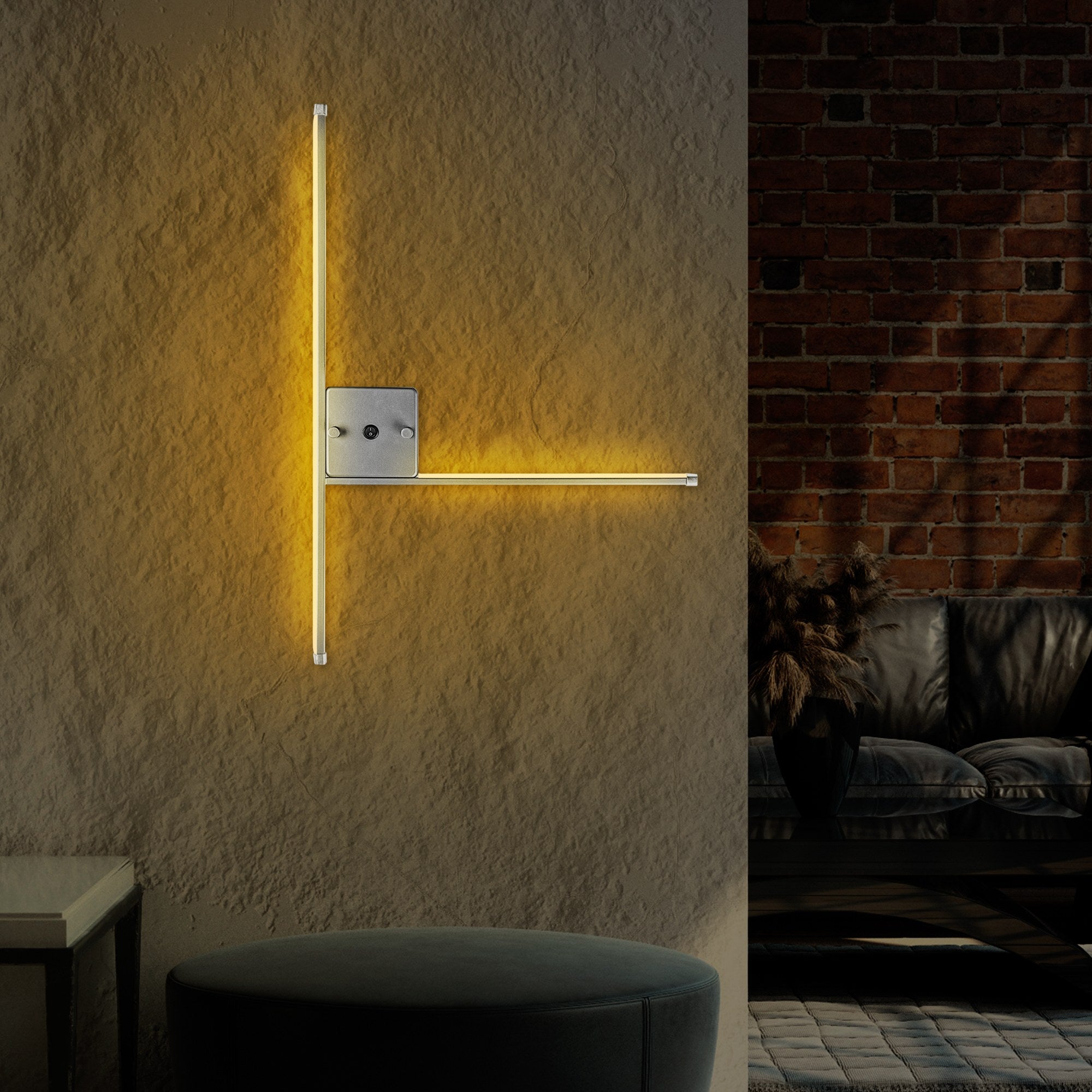 Candeeiro de Parede cinza elegante, corpo de metal, 61 x 42 x 3 cm | LED SMD 14,4 W 3000 K | Classificação IP20, perfeita para decoração moderna e iluminação ambiente