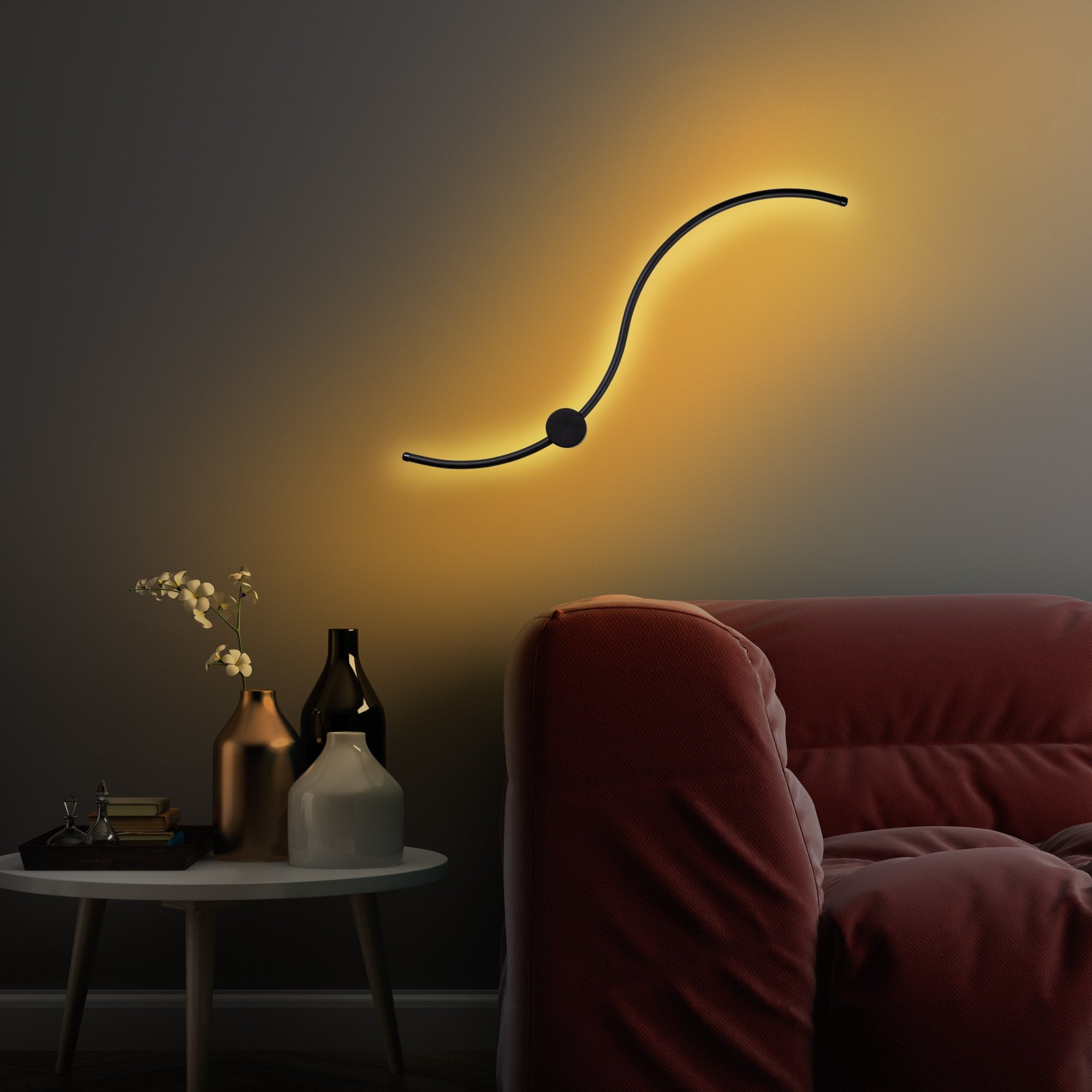 Candeeiro de Parede preta elegante, corpo de metal, 90 x 17 x 10 cm | LED SMD 14 W 3000 K | Classificação IP20, perfeita para decoração moderna e iluminação ambiente