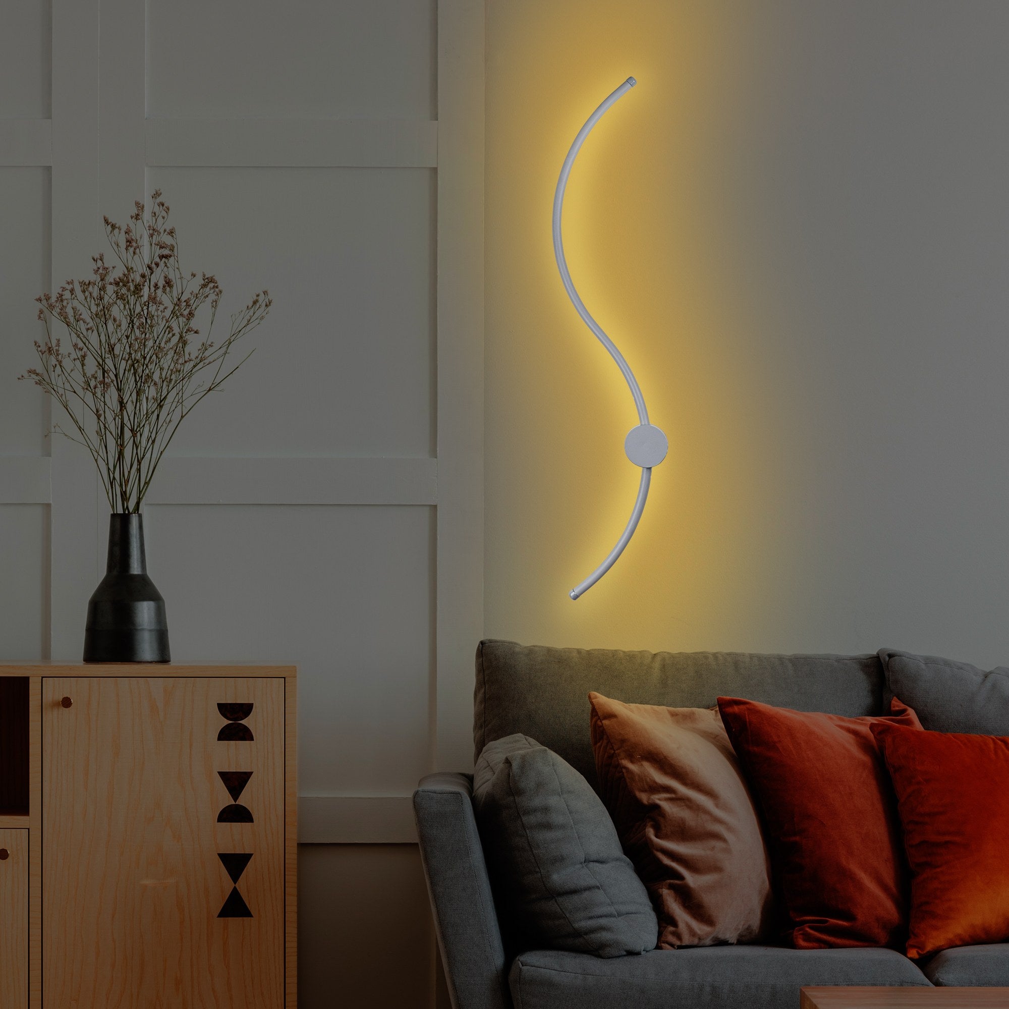 Candeeiro de Parede cinza elegante, corpo de metal, 90 x 17 x 10 cm | LED SMD 14 W 3000 K | Design elegante para iluminação moderna de casa e escritório, classificação IP20