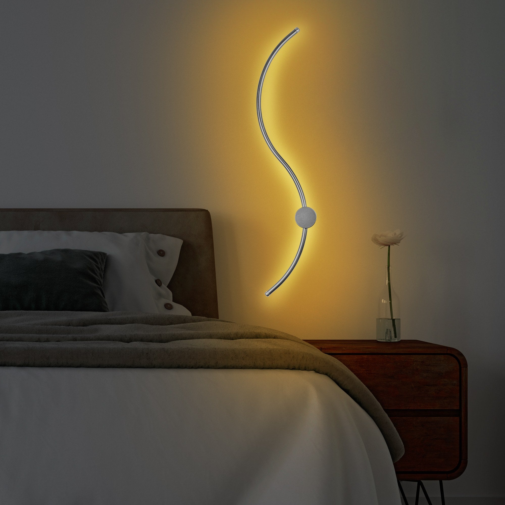 Candeeiro de Parede cromada elegante, corpo de metal, 90 x 17 x 10 cm | LED SMD 14 W 3000 K | Design elegante para iluminação moderna de casa e escritório