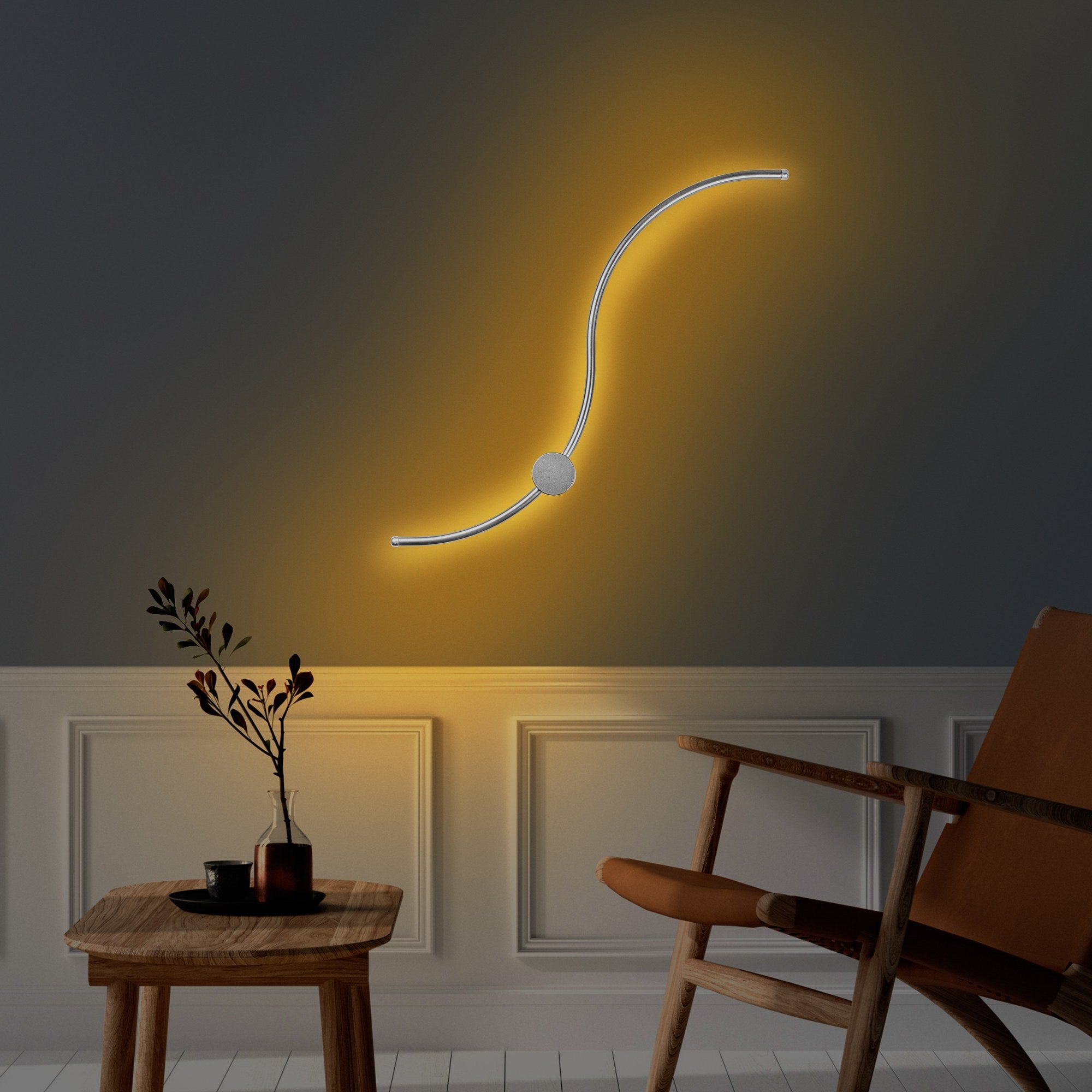 Candeeiro de Parede cromada elegante, corpo de metal, 90 x 17 x 10 cm | LED SMD 14 W 3000 K | Design elegante para iluminação moderna de casa e escritório