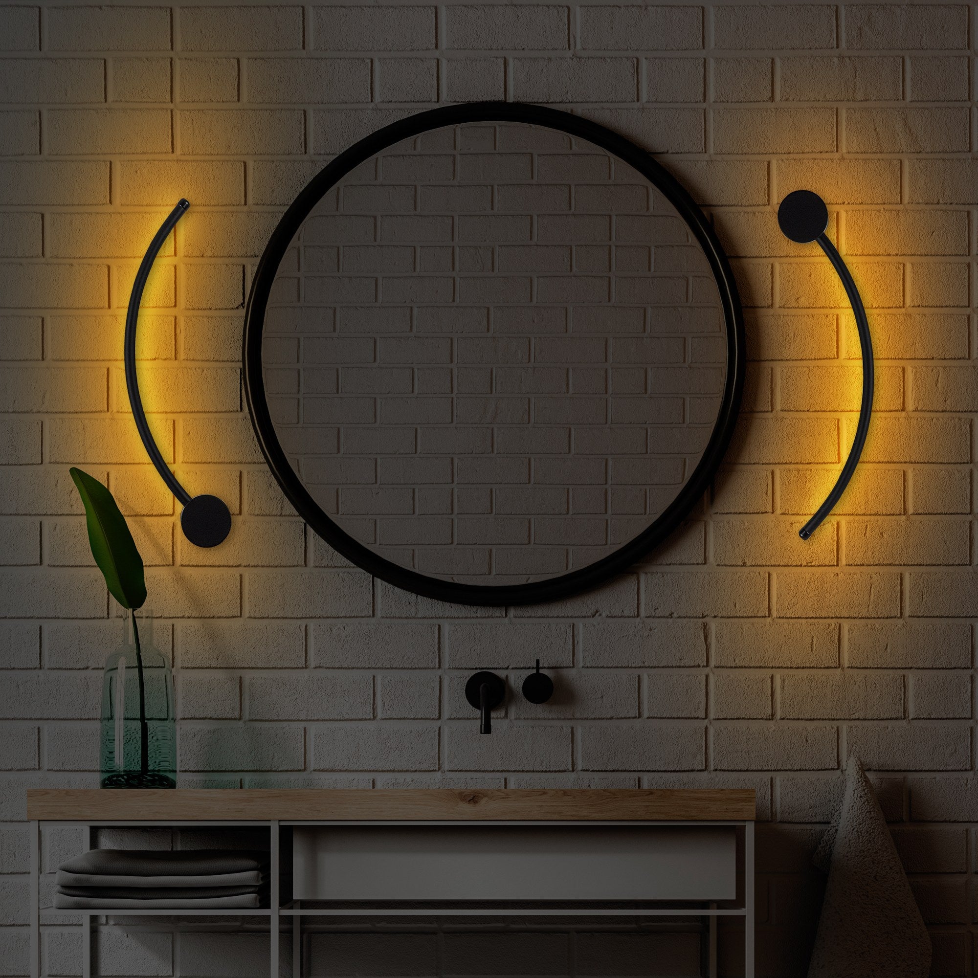 Candeeiro de Parede preta elegante, corpo de metal, 49 x 15 x 10 cm | LED SMD 7W 3000K | Classificação IP20, perfeita para decoração moderna e iluminação ambiente