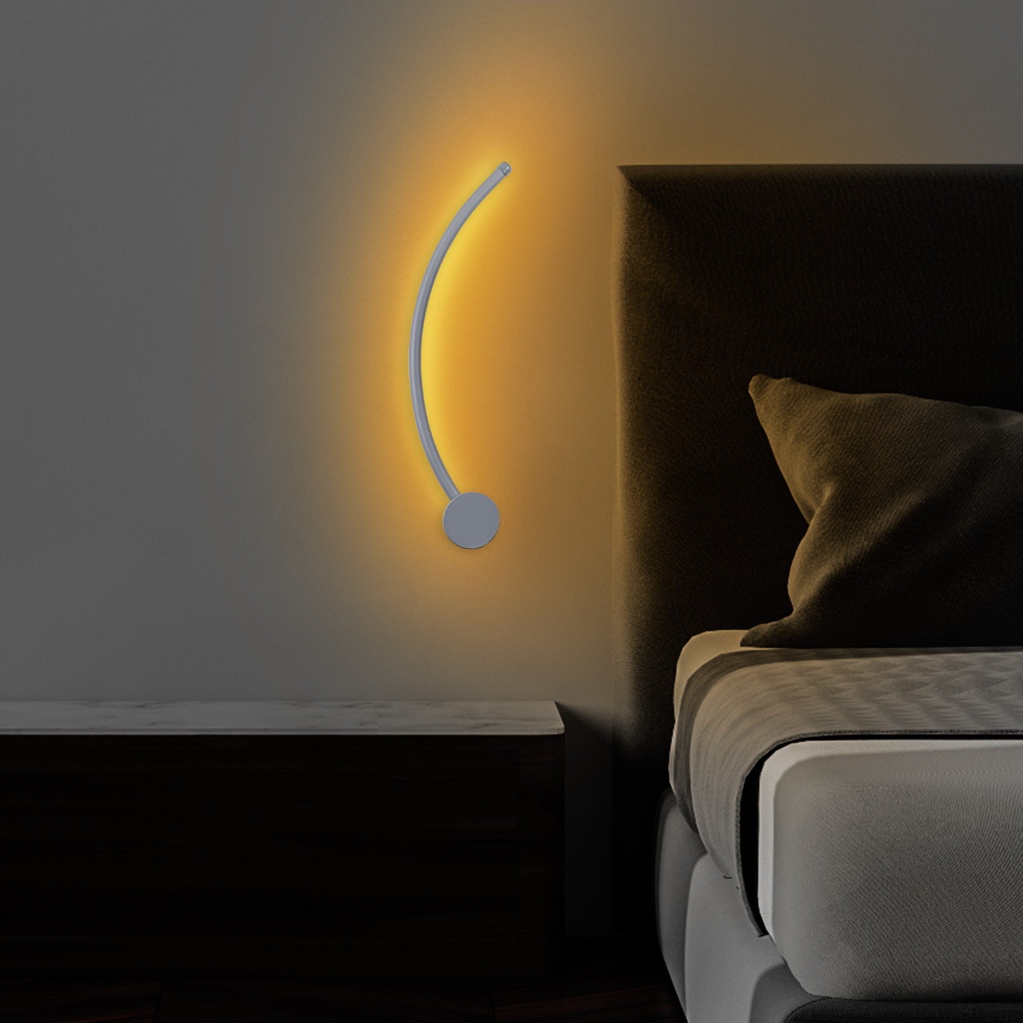 Candeeiro de Parede cinza elegante, corpo de metal, 49 x 15 x 10 cm | LED SMD 7W 3000K | Classificação IP20 | Perfeito para decoração moderna e iluminação ambiente