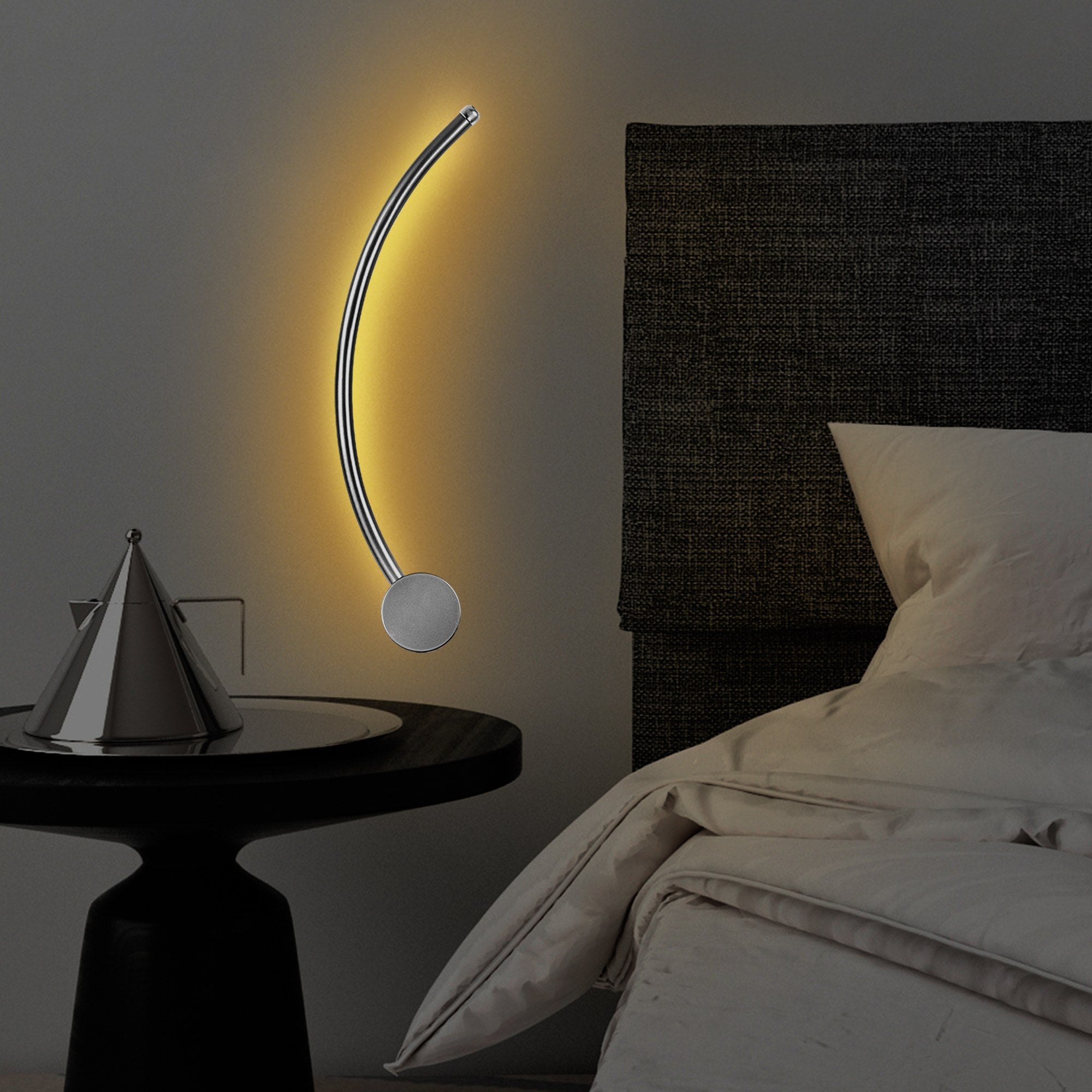 Candeeiro de Parede cromada elegante, corpo de metal, 49 x 15 x 10 cm | LED SMD 7W 3000K | Classificação IP20, perfeita para decoração moderna e iluminação ambiente