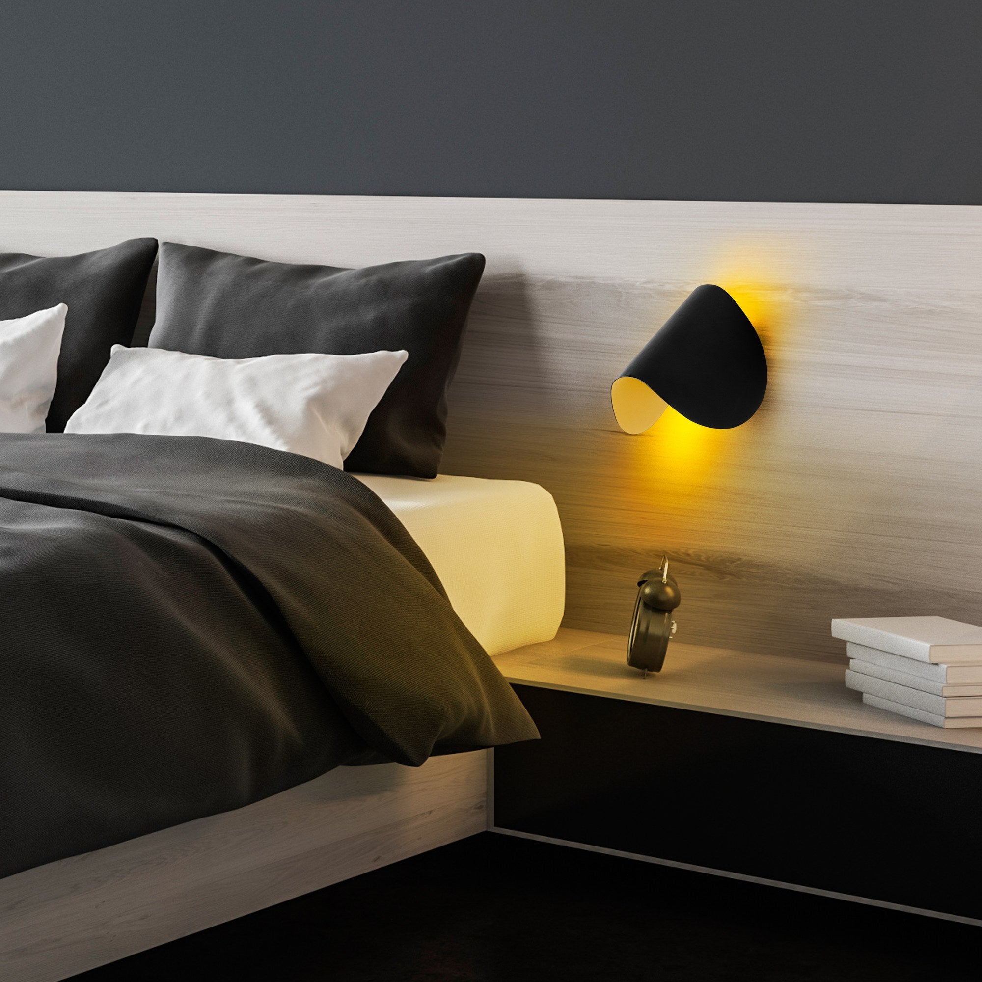 Luminária de parede preta elegante, corpo de metal, 17x12x13 cm | IP20, LED 1W 3000K | Ideal para decoração moderna e iluminação ambiente