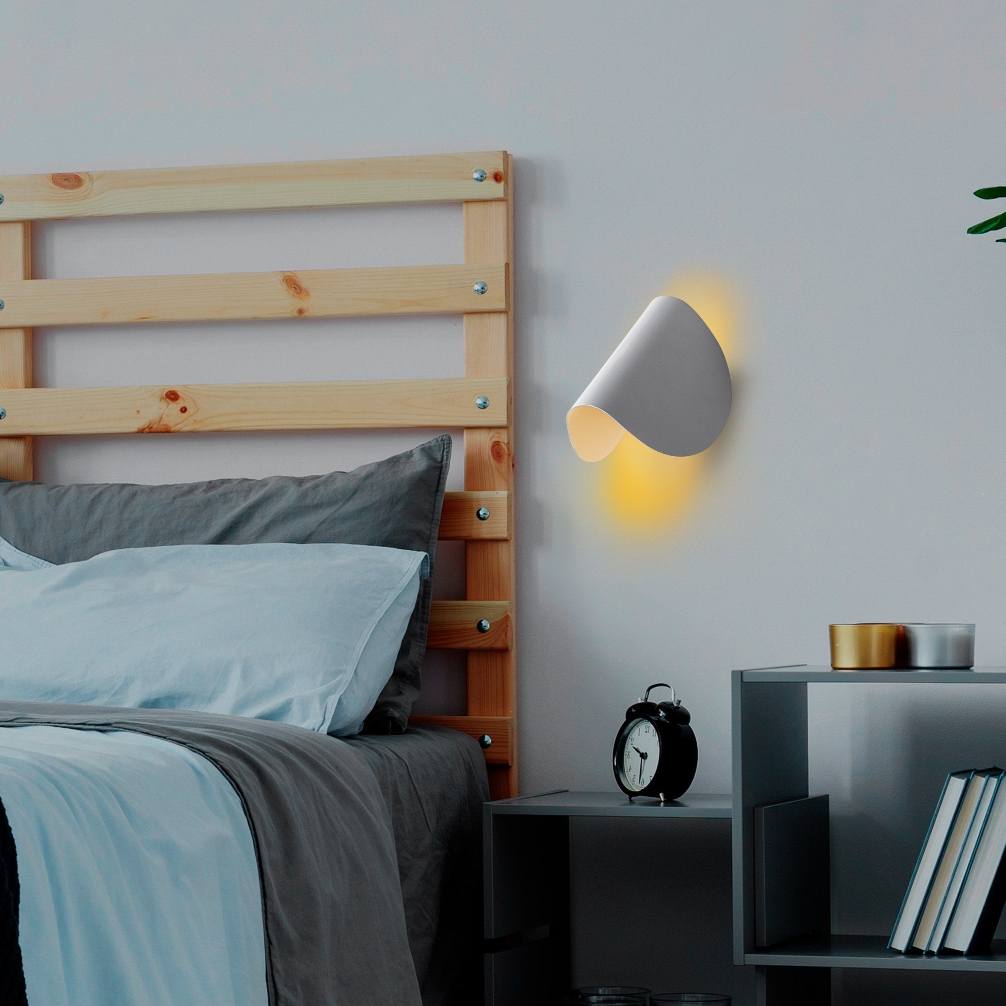 Luminária de parede cinza elegante, corpo de metal, 17x12x13 cm | IP20, LED 1W 3000K | Ideal para decoração moderna e iluminação ambiente