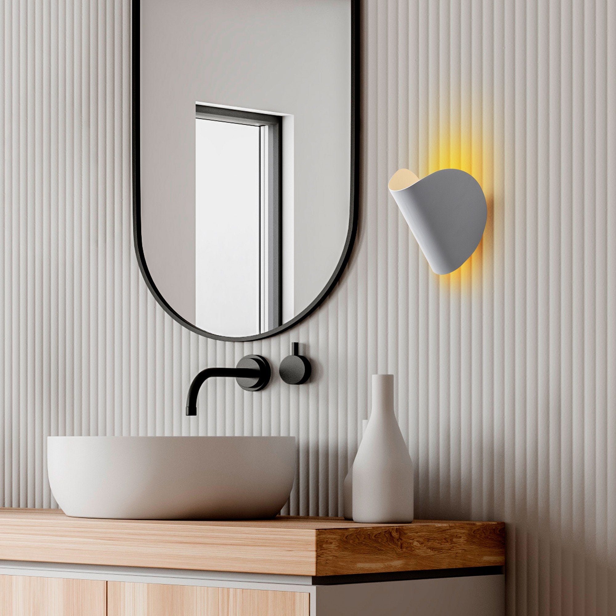 Luminária de parede cinza elegante, corpo de metal, 17x12x13 cm | IP20, LED 1W 3000K | Ideal para decoração moderna e iluminação ambiente