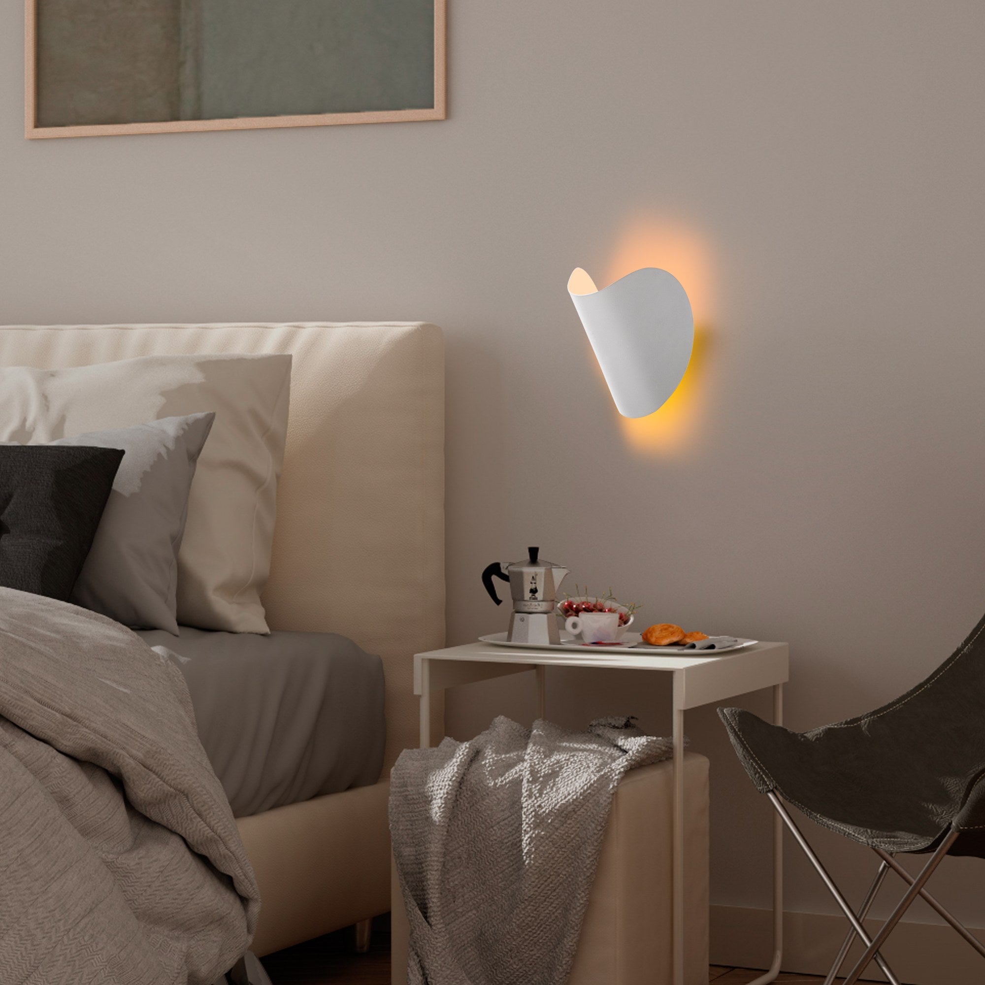 Luminária de parede cromada elegante, corpo de metal, 17x12x13 cm | IP20, LED 1W 3000K | Design moderno para casa e escritório, solução de iluminação elegante