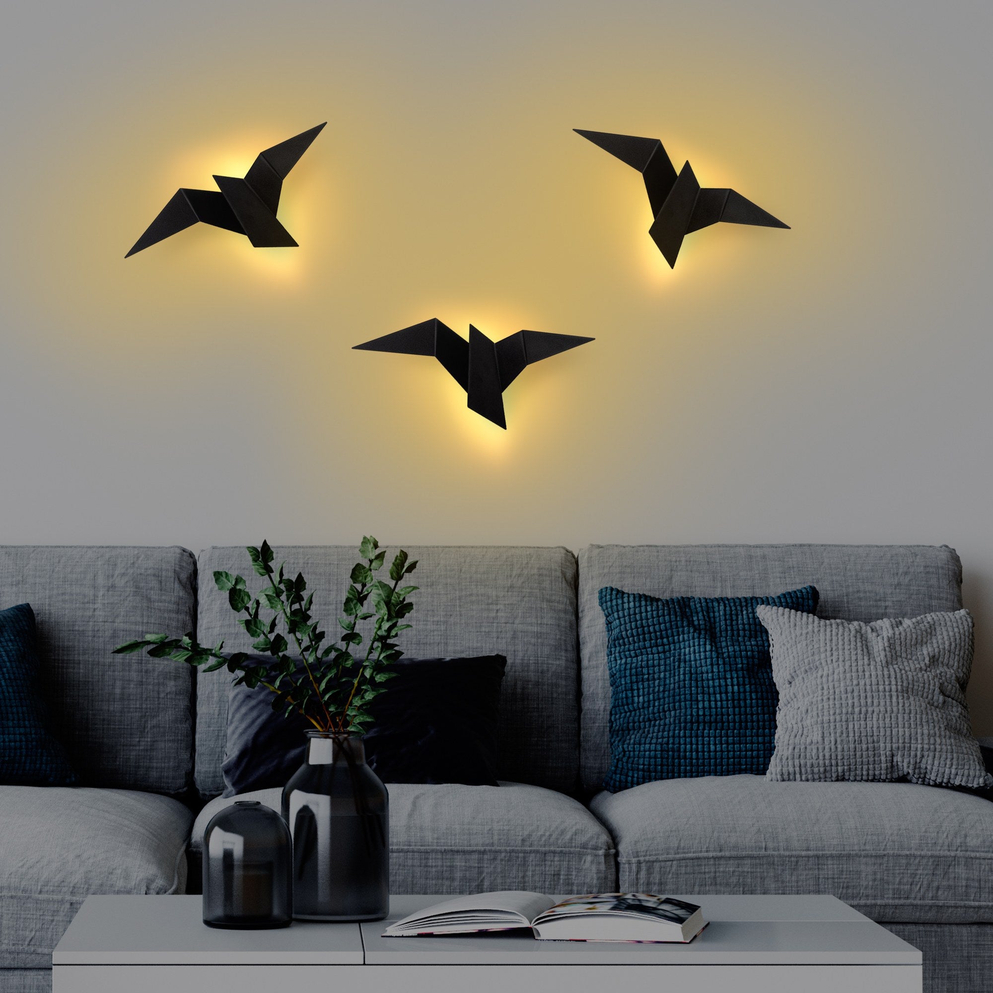 Candeeiro de Parede preta elegante, corpo de metal, 56 x 14 x 24 cm | IP20, LED 1W 3000K | Design moderno para casa e escritório, solução de iluminação elegante