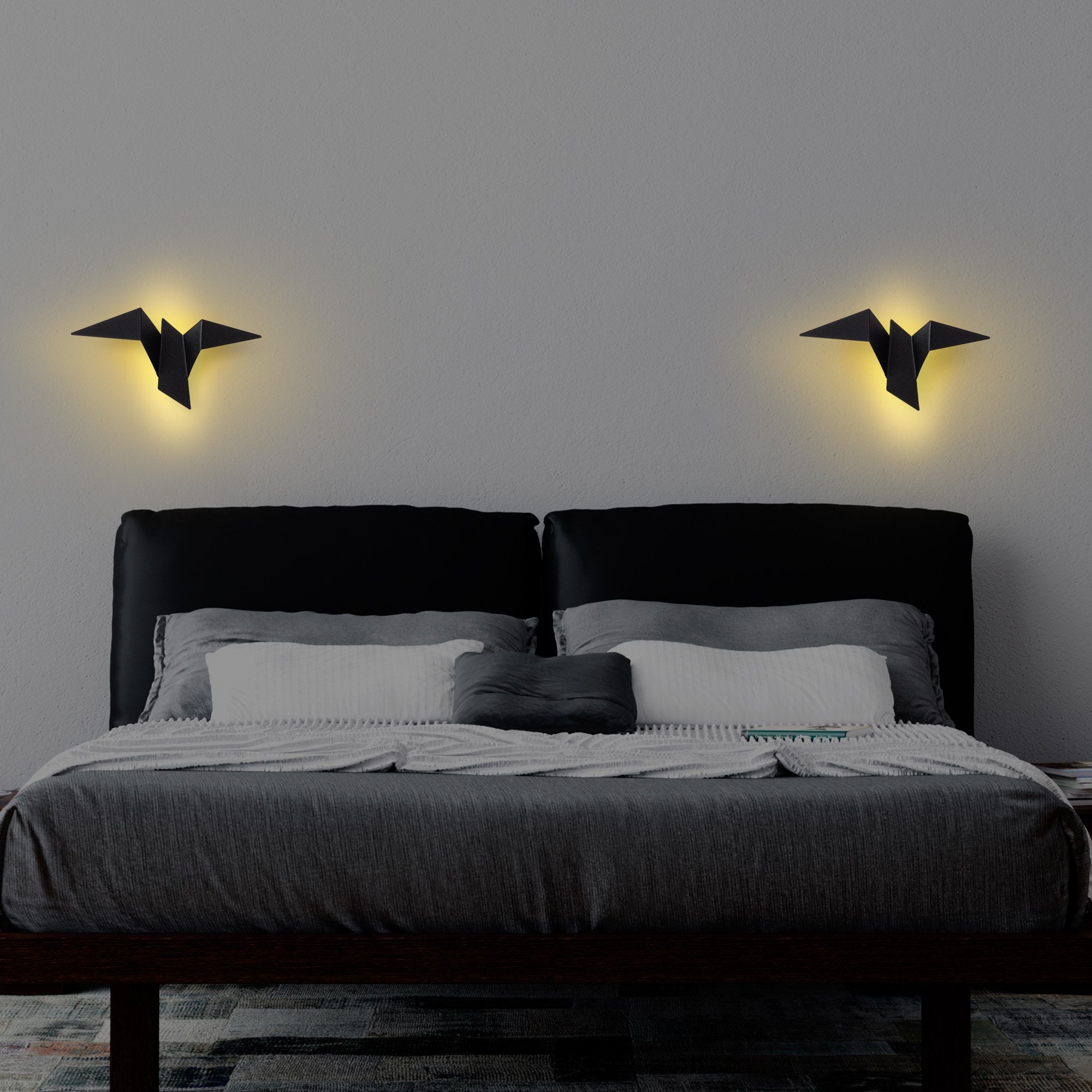 Luminária de parede preta elegante, corpo de metal, 31 x 12 x 16 cm | IP20, LED 1W 3000K | Ideal para decoração moderna e iluminação ambiente