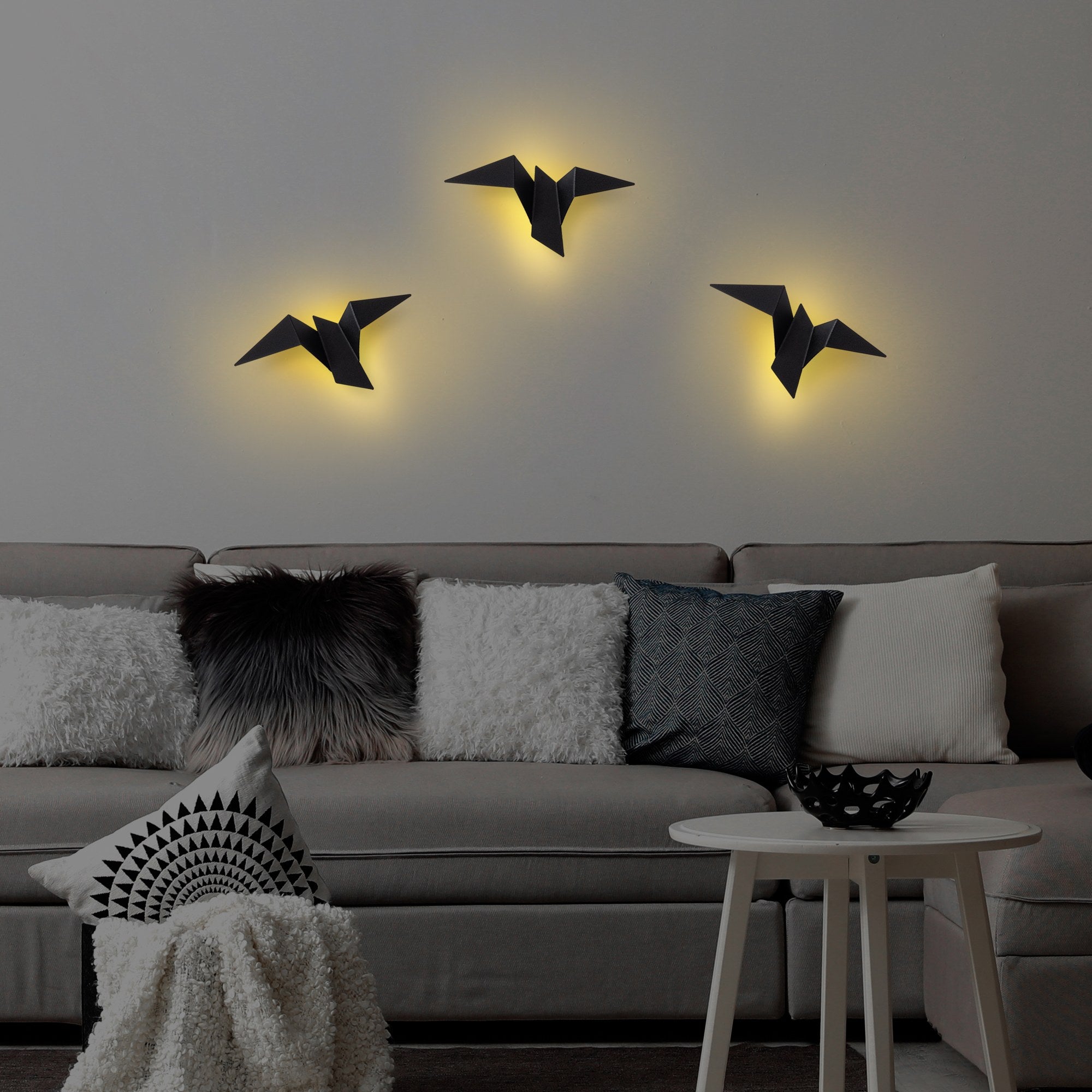 Luminária de parede preta elegante, corpo de metal, 31 x 12 x 16 cm | IP20, LED 1W 3000K | Ideal para decoração moderna e iluminação ambiente