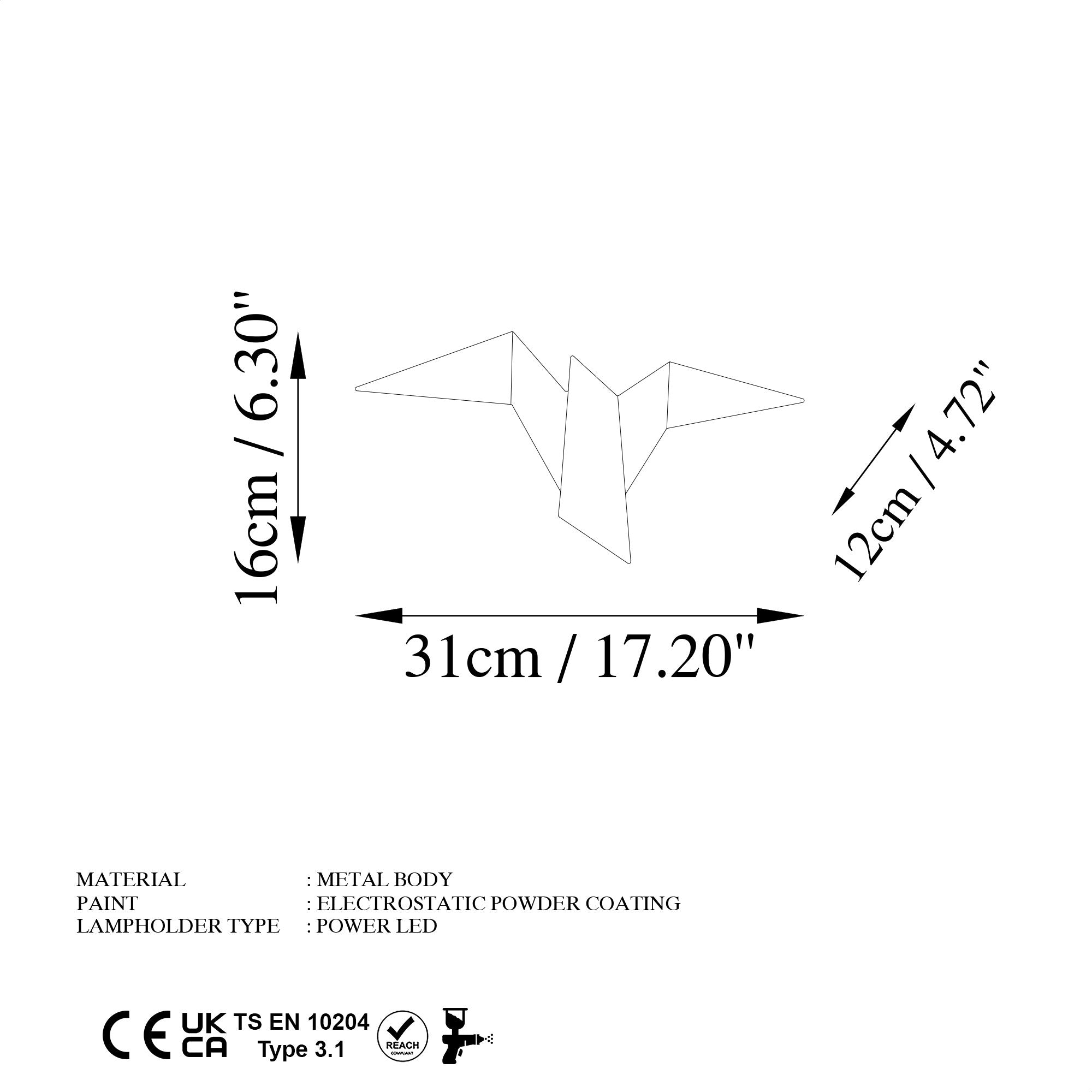 Luminária de parede preta elegante, corpo de metal, 31 x 12 x 16 cm | IP20, LED 1W 3000K | Ideal para decoração moderna e iluminação ambiente