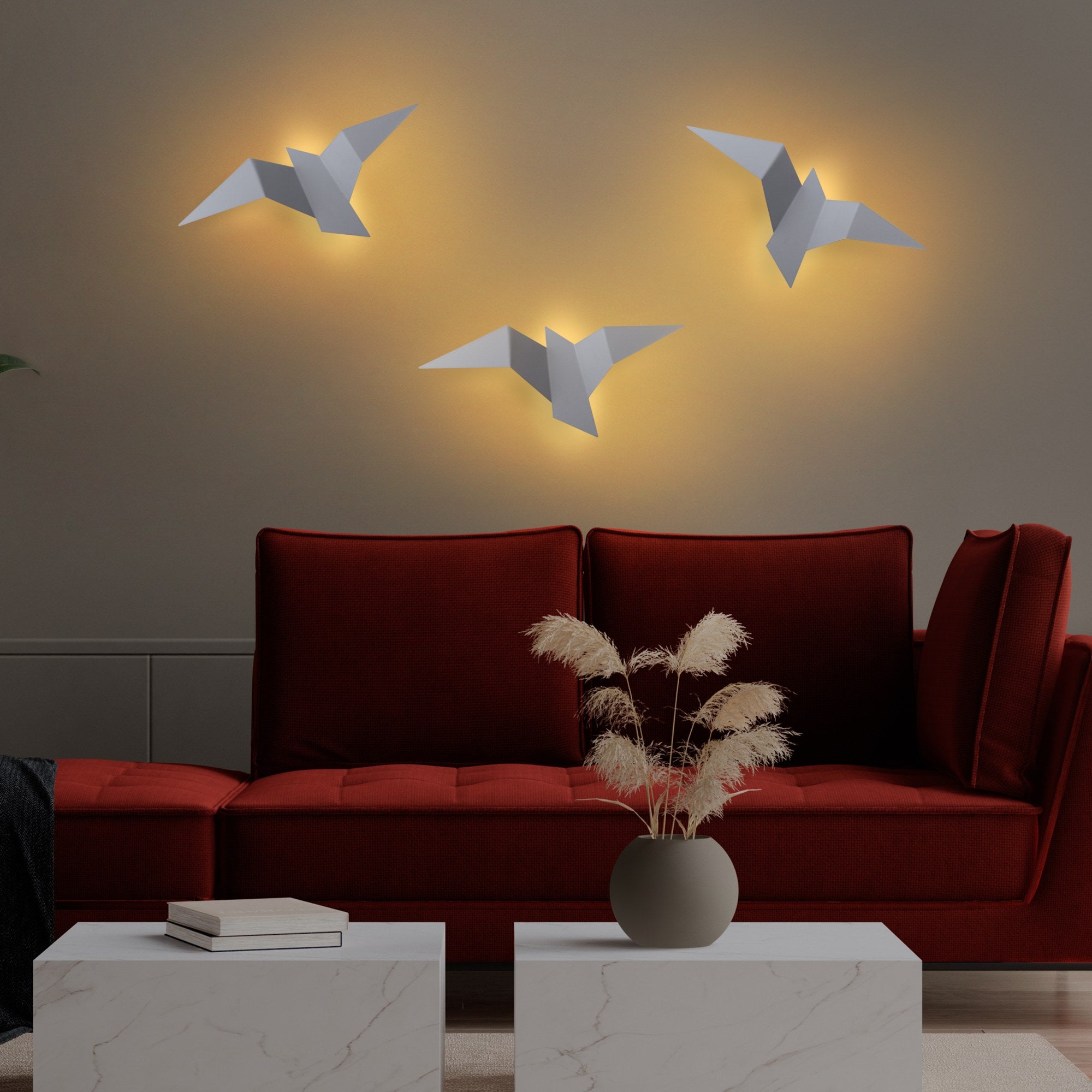 Candeeiro de Parede cinza elegante, corpo de metal, 56 x 14 x 24 cm | IP20, LED 1W 3000K | Design moderno para casa e escritório, solução de iluminação elegante