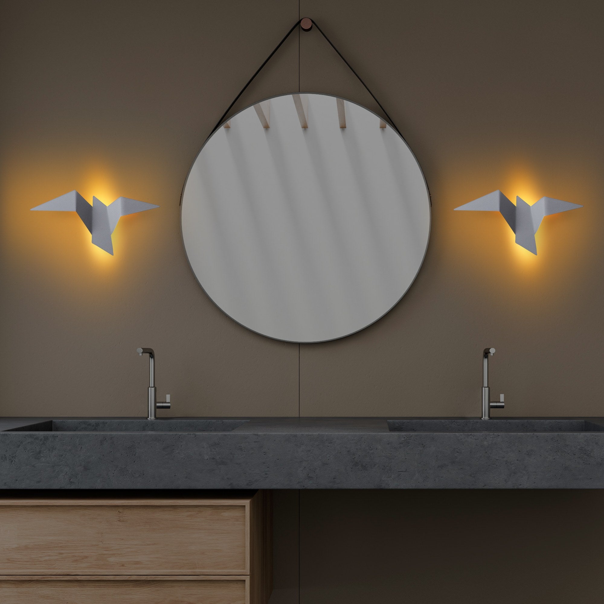 Luminária de parede cinza elegante, corpo de metal, 31 x 12 x 16 cm | IP20, LED 1W 3000K | Ideal para decoração moderna e iluminação ambiente