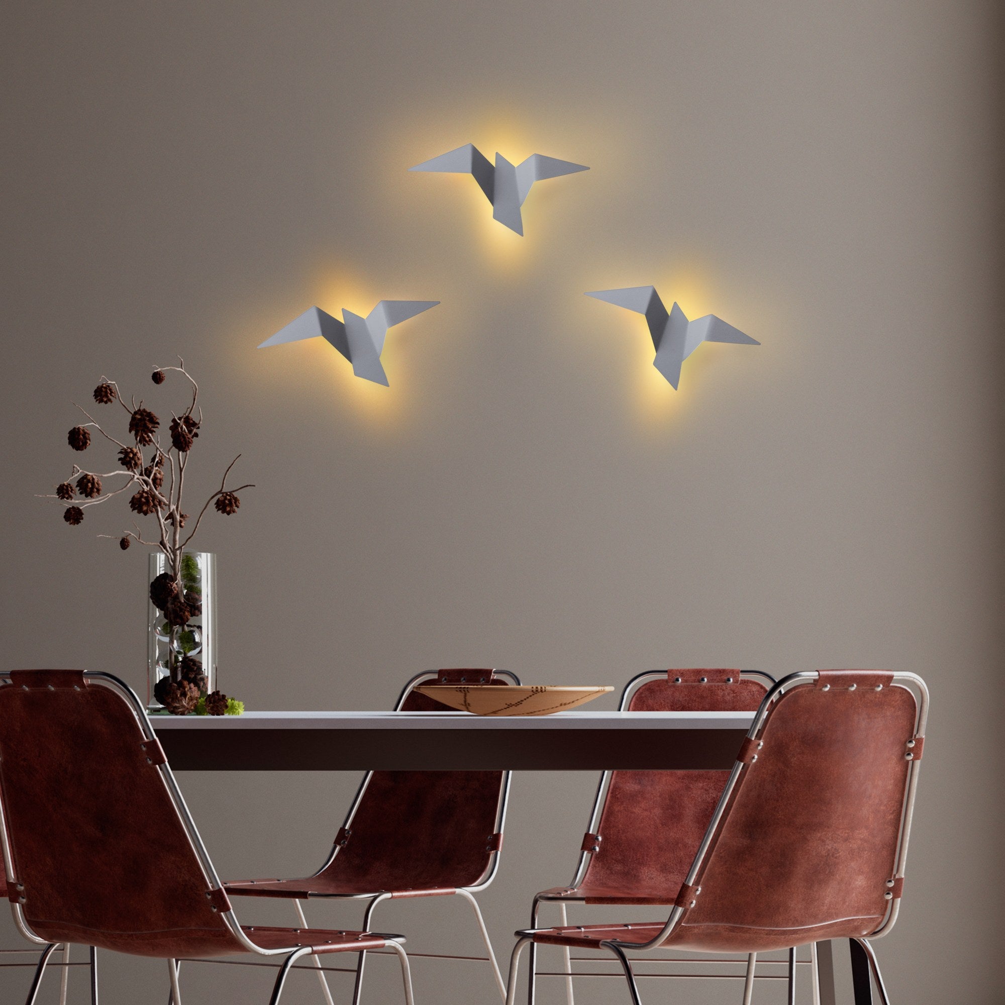 Luminária de parede cinza elegante, corpo de metal, 31 x 12 x 16 cm | IP20, LED 1W 3000K | Ideal para decoração moderna e iluminação ambiente