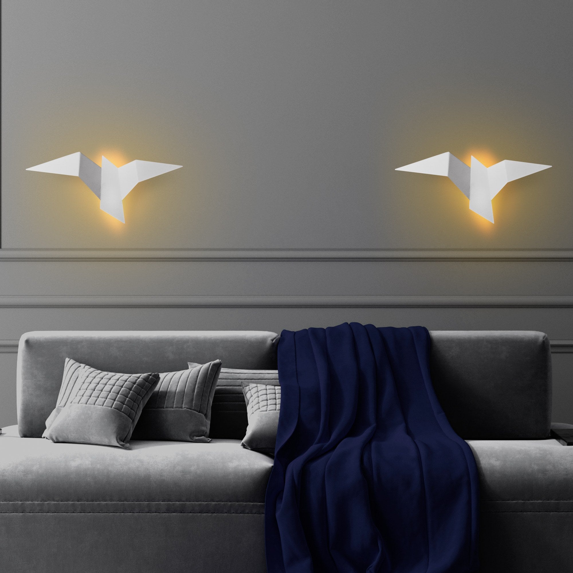 Candeeiro de Parede Branca Elegante, Corpo de Metal, 56 x 14 x 24 cm | IP20, LED 1W 3000K | Iluminação Elegante para Decoração e Ambiente Modernos