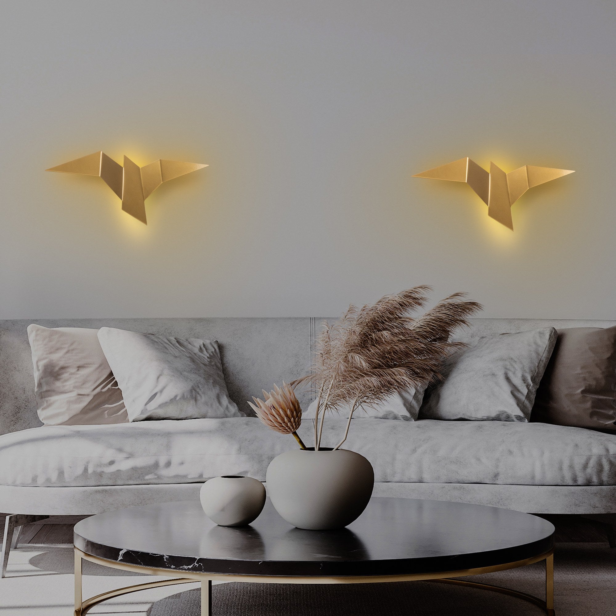 Candeeiro de Parede Elegante Dourada, Corpo em Metal, 56 x 14 x 24 cm | IP20, LED 1W 3000K | Iluminação Elegante para Decoração e Ambiente Modernos