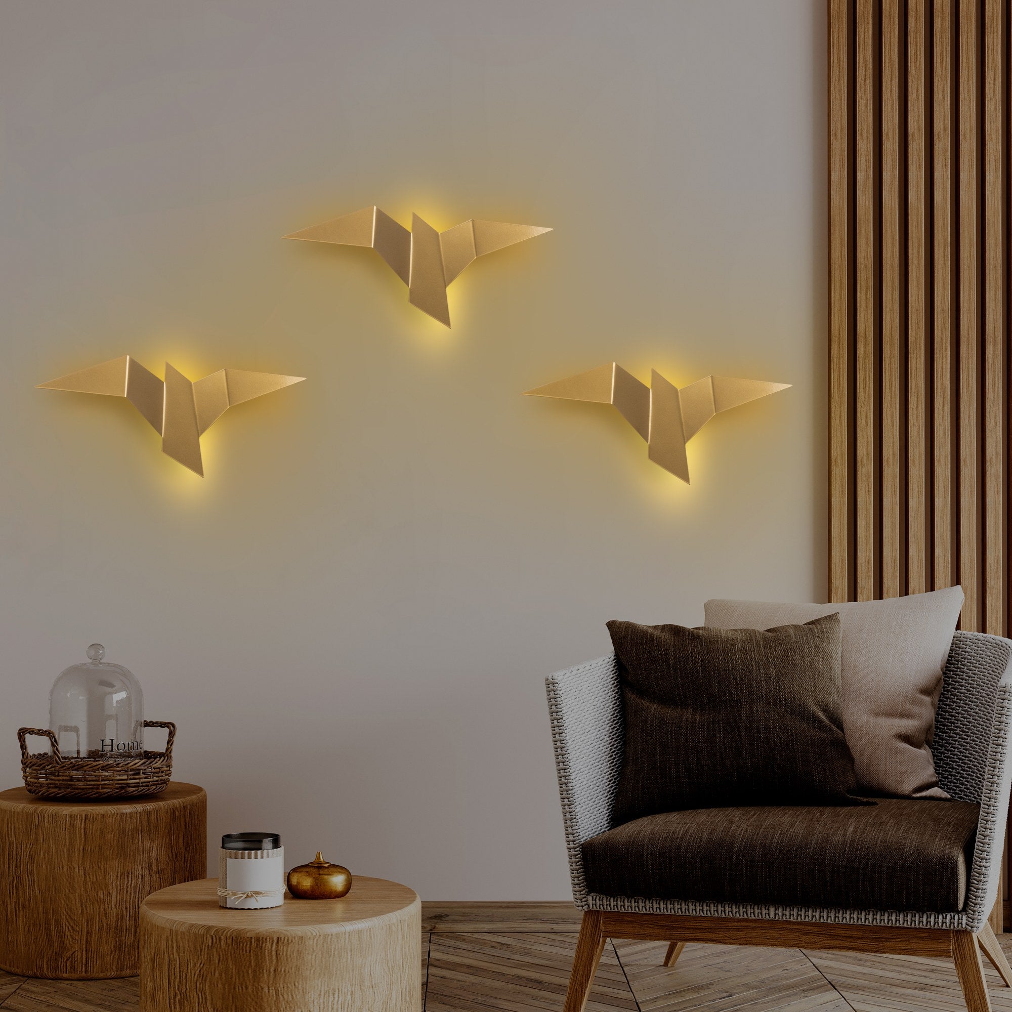 Candeeiro de Parede Elegante Dourada, Corpo em Metal, 56 x 14 x 24 cm | IP20, LED 1W 3000K | Iluminação Elegante para Decoração e Ambiente Modernos