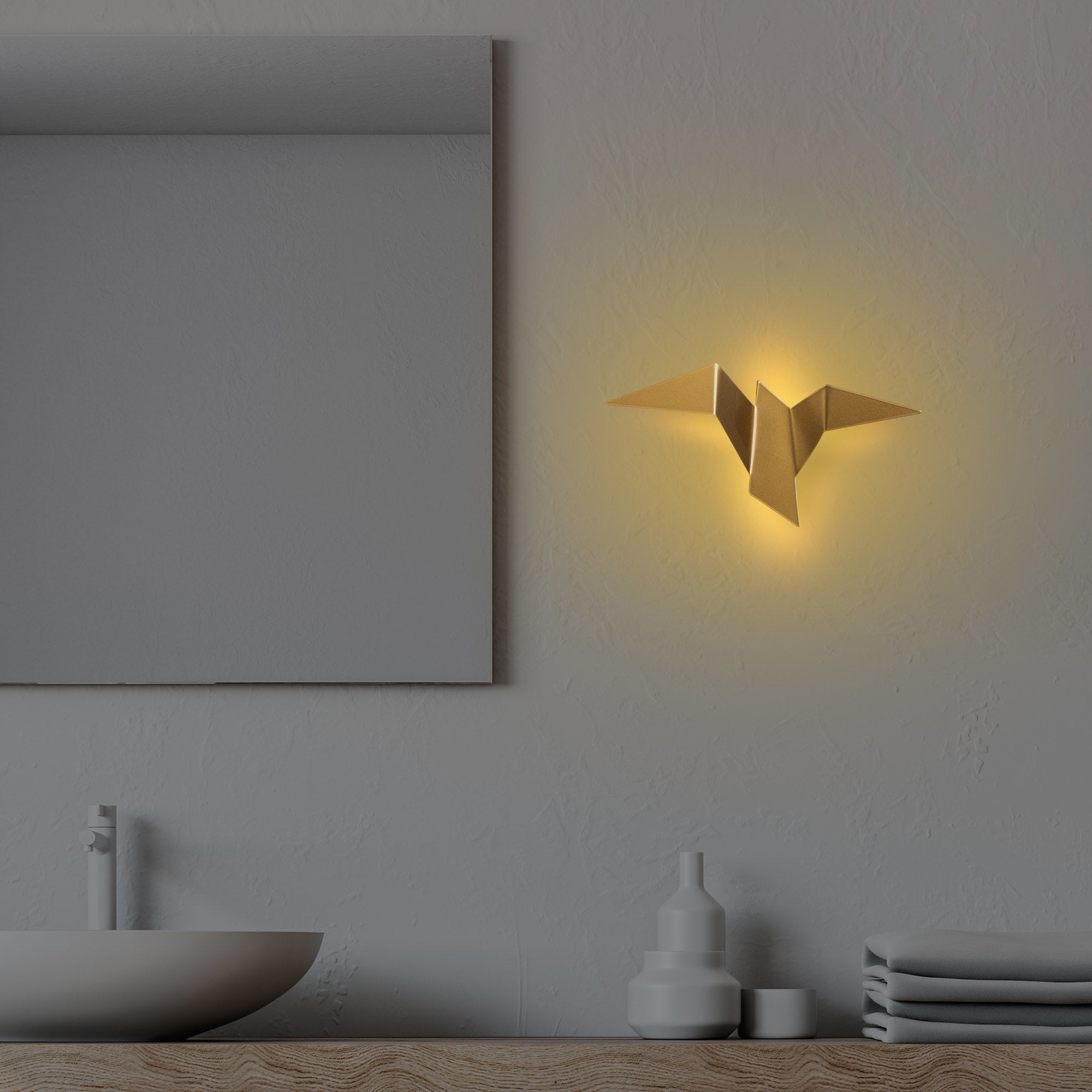 Luminária de Parede Elegante Dourada, Corpo em Metal, 31 x 12 x 16 cm | IP20, LED 1W 3000K | Iluminação Elegante para Decoração e Ambiente Modernos