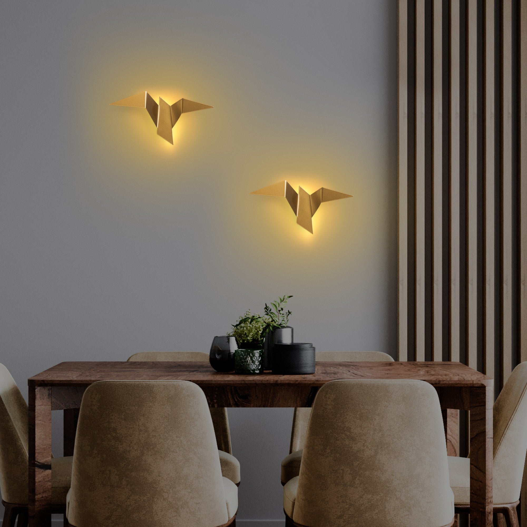 Luminária de Parede Elegante Dourada, Corpo em Metal, 31 x 12 x 16 cm | IP20, LED 1W 3000K | Iluminação Elegante para Decoração e Ambiente Modernos