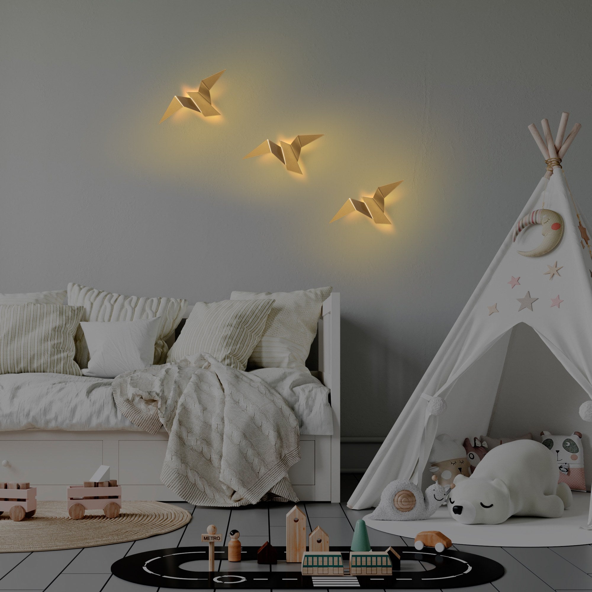 Luminária de Parede Elegante Dourada, Corpo em Metal, 31 x 12 x 16 cm | IP20, LED 1W 3000K | Iluminação Elegante para Decoração e Ambiente Modernos